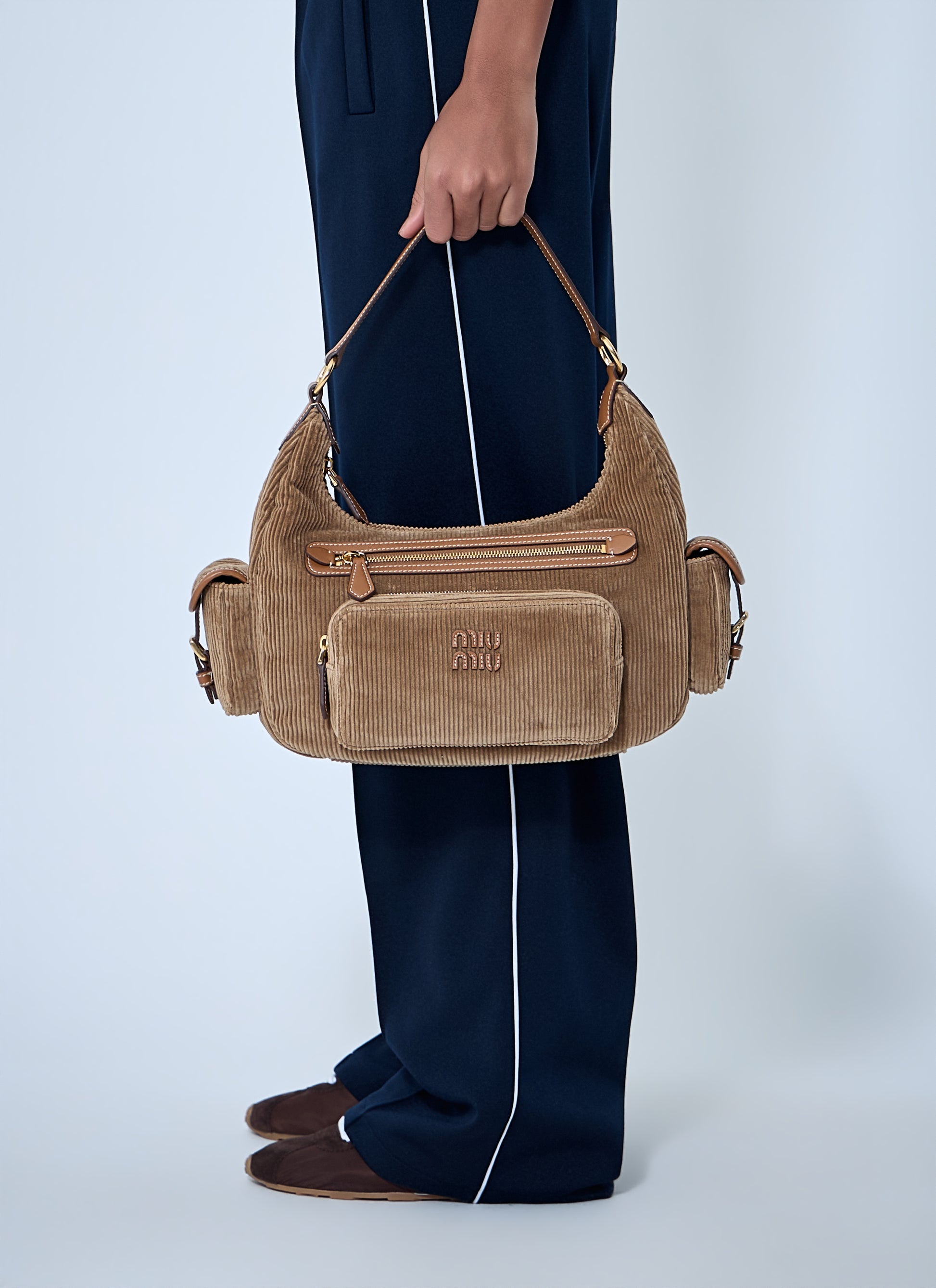 Miu Miu Women Corduroy Pocket Shoulder Bag MIU MIU