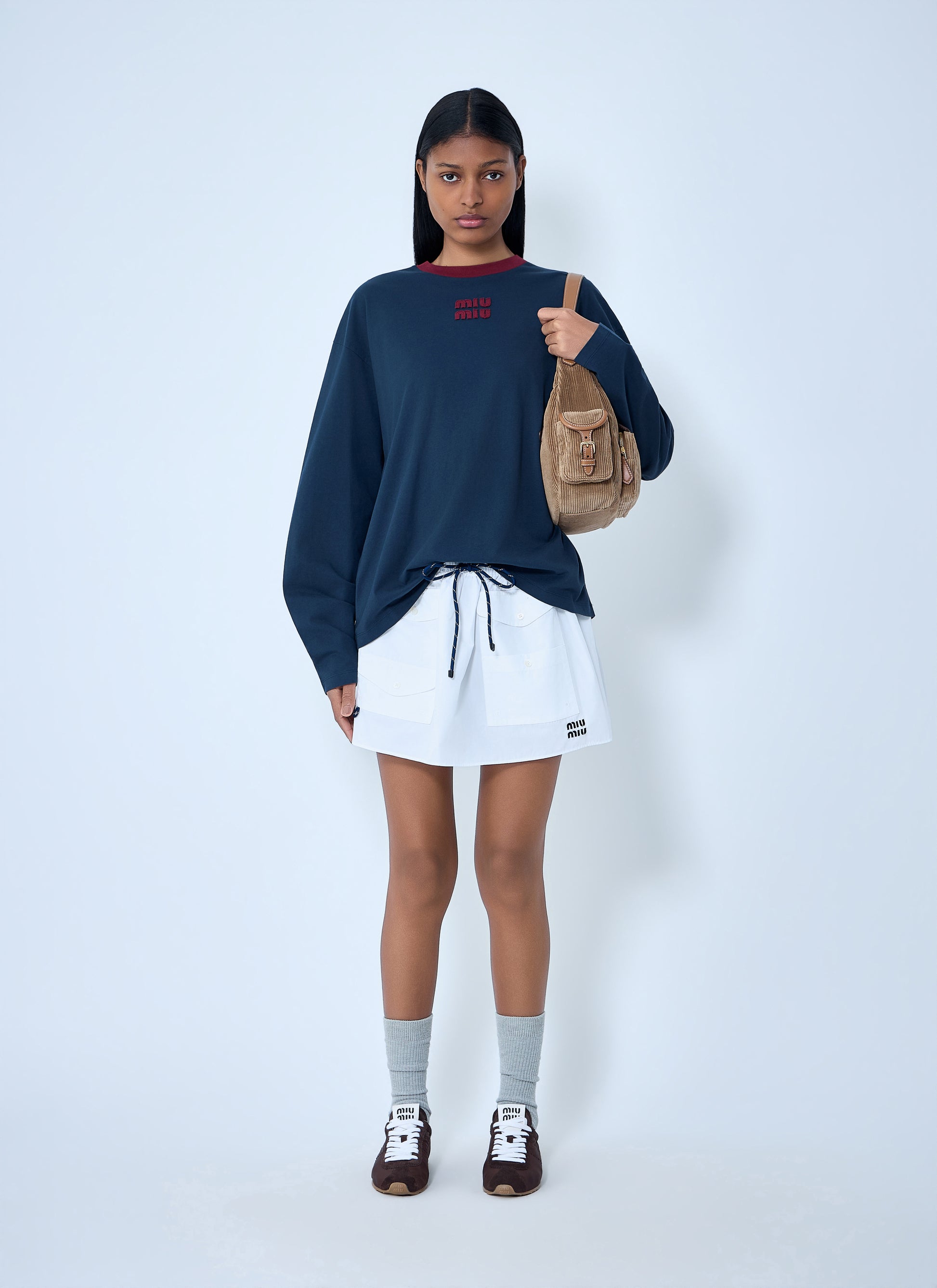 Miu Miu Women Drawstring Pocket Mini Skirt MIU MIU