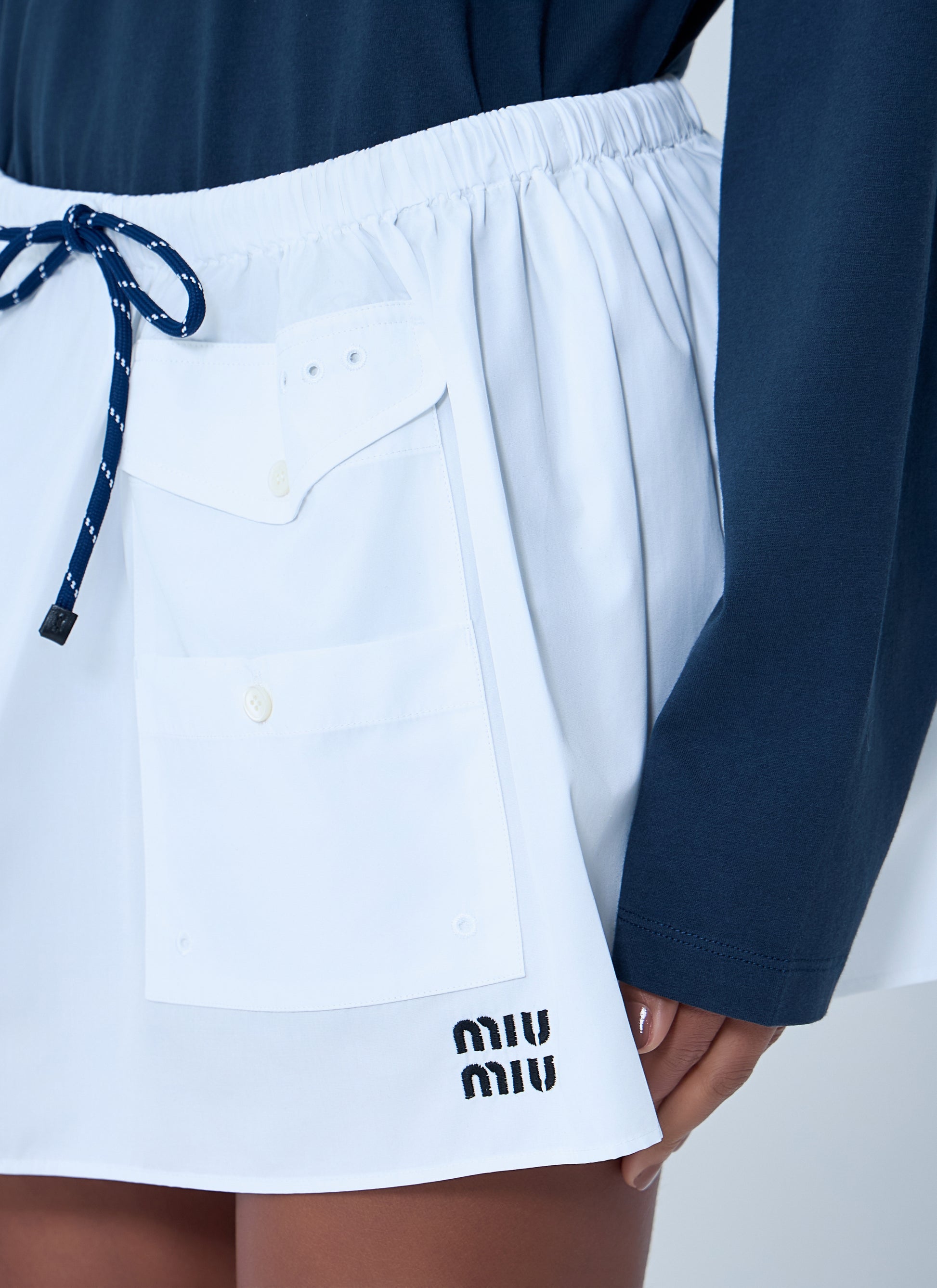 Miu Miu Women Drawstring Pocket Mini Skirt MIU MIU
