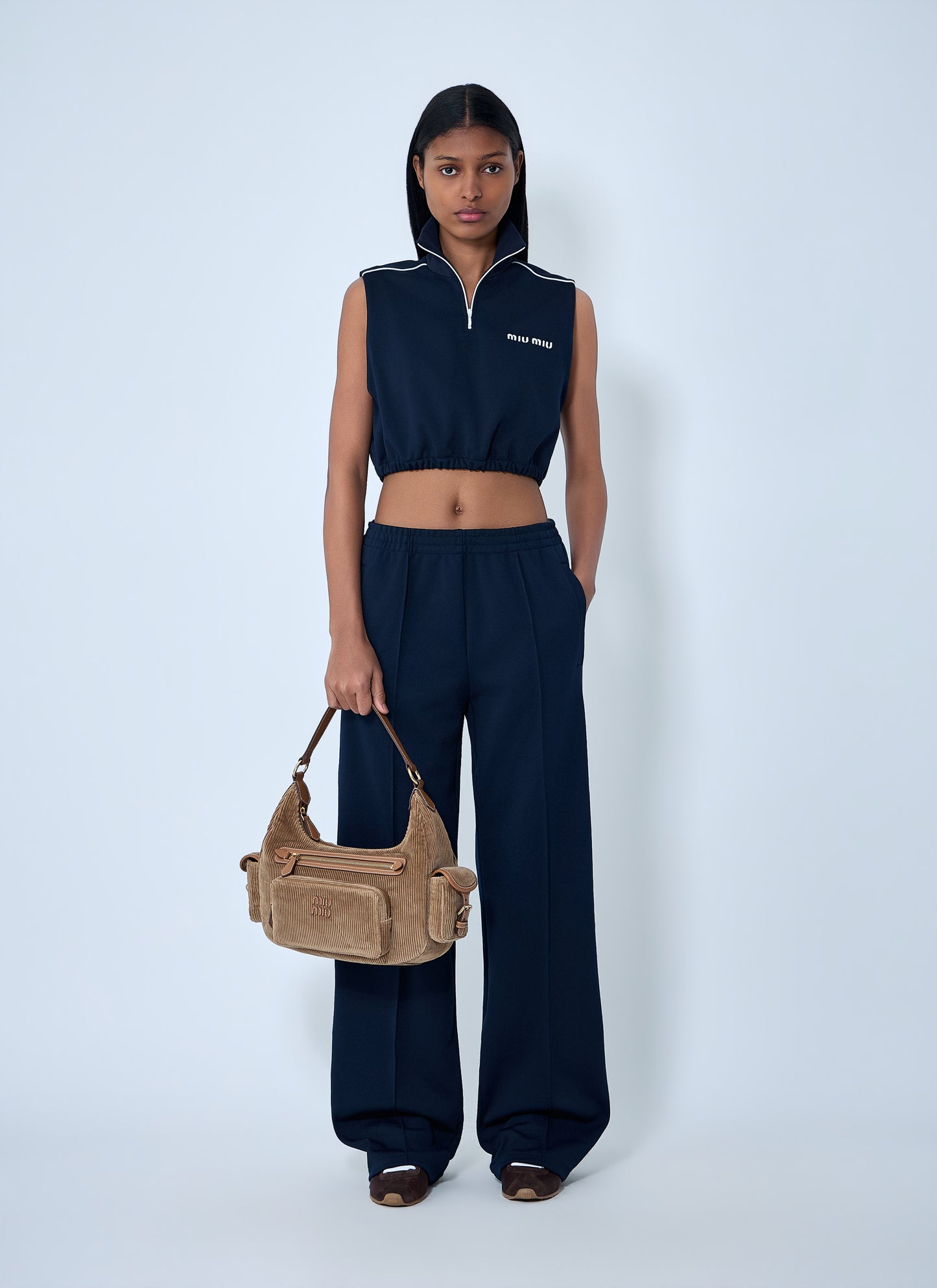 Miu Miu Women Sleeveless High-Neck Crop Top MIU MIU