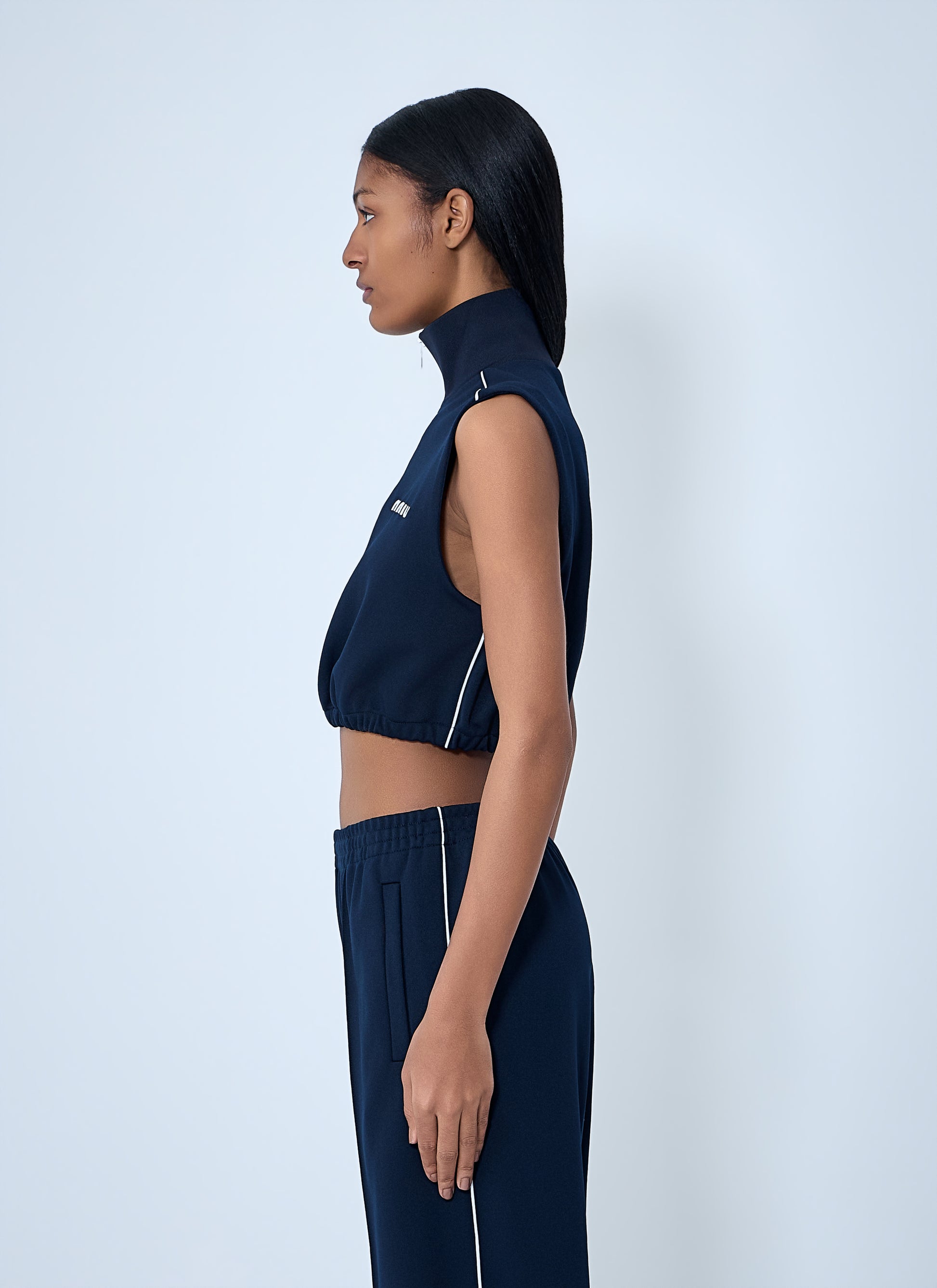 Miu Miu Women Sleeveless High-Neck Crop Top MIU MIU