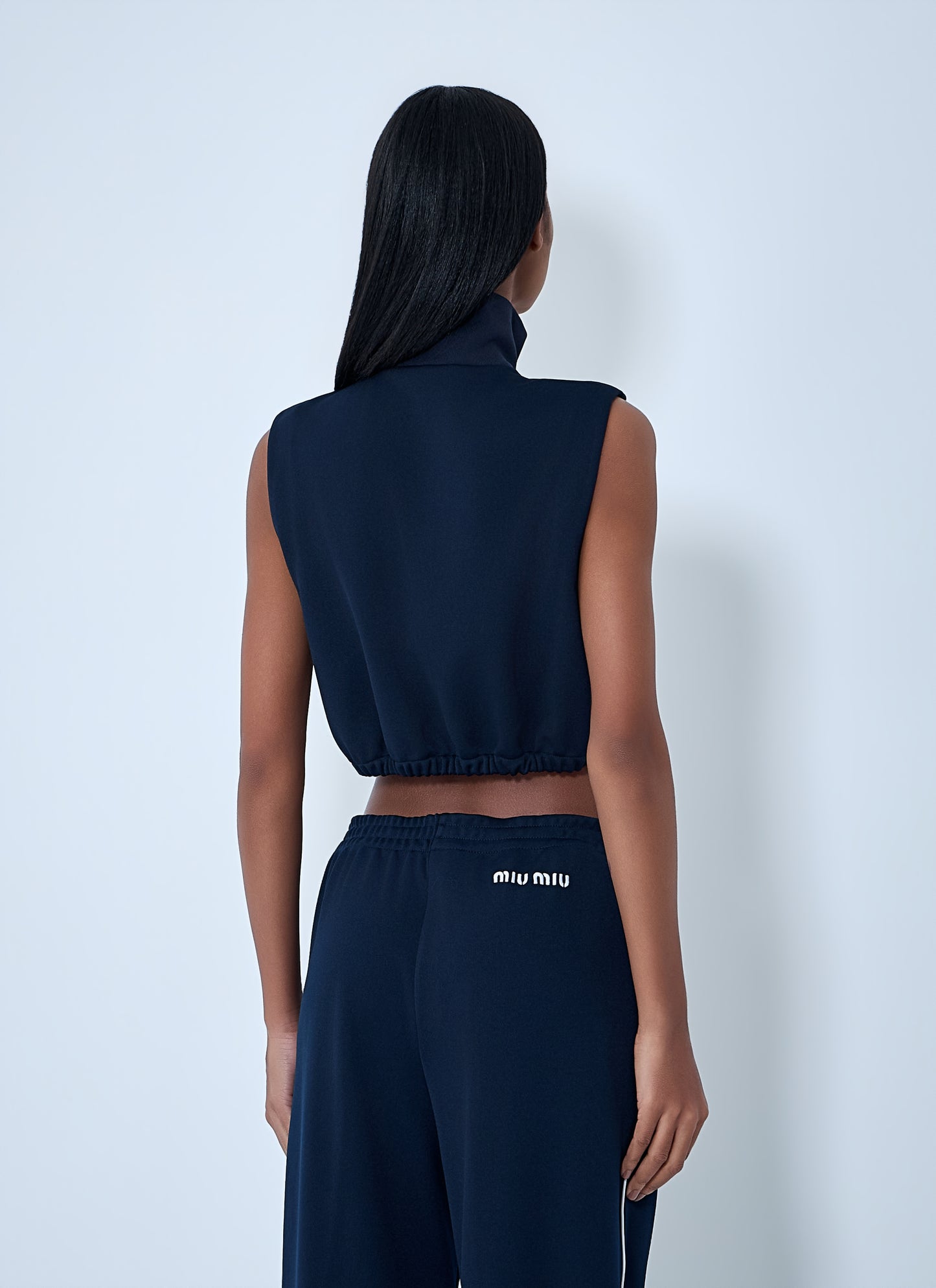 Miu Miu Women Sleeveless High-Neck Crop Top MIU MIU