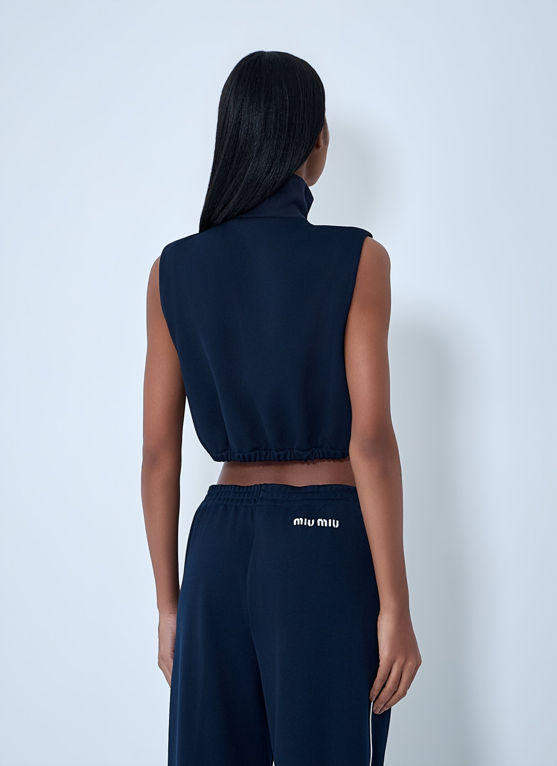 Miu Miu Women Sleeveless High-Neck Crop Top MIU MIU