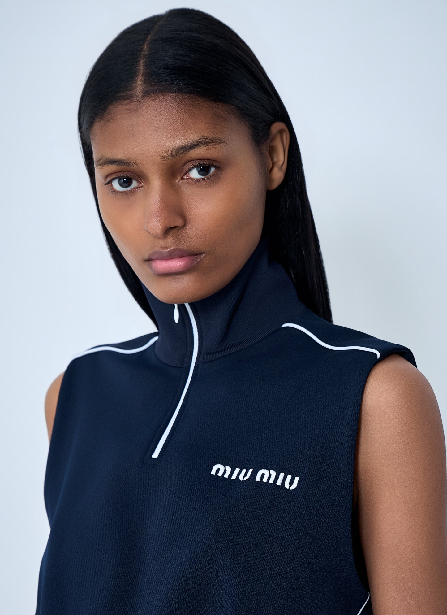Miu Miu Women Sleeveless High-Neck Crop Top MIU MIU