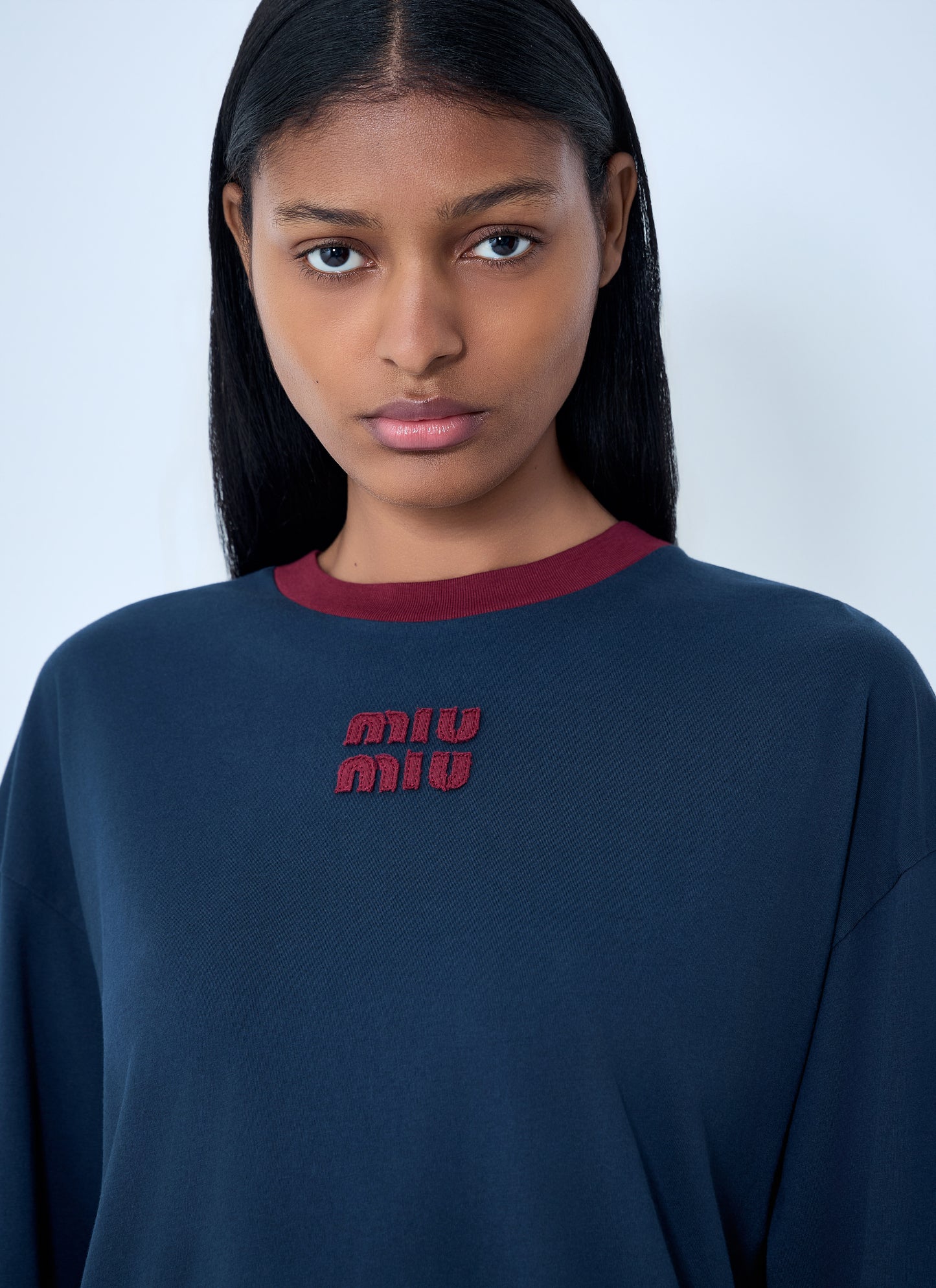 Miu Miu Women Cotton Jersey Sweatshirt With Logo Motif MIU MIU
