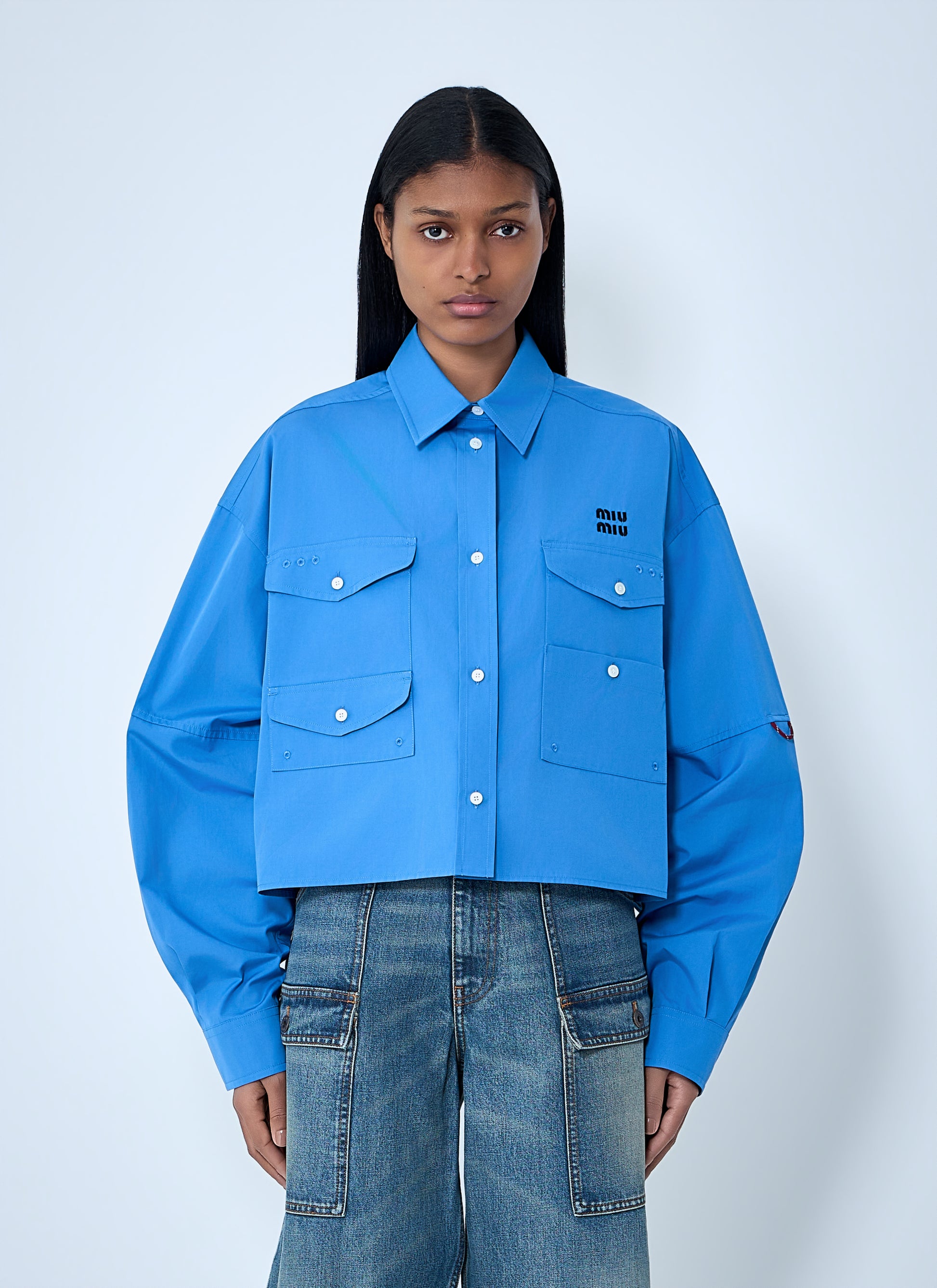 Miu Miu Women Cropped Utility Shirt MIU MIU