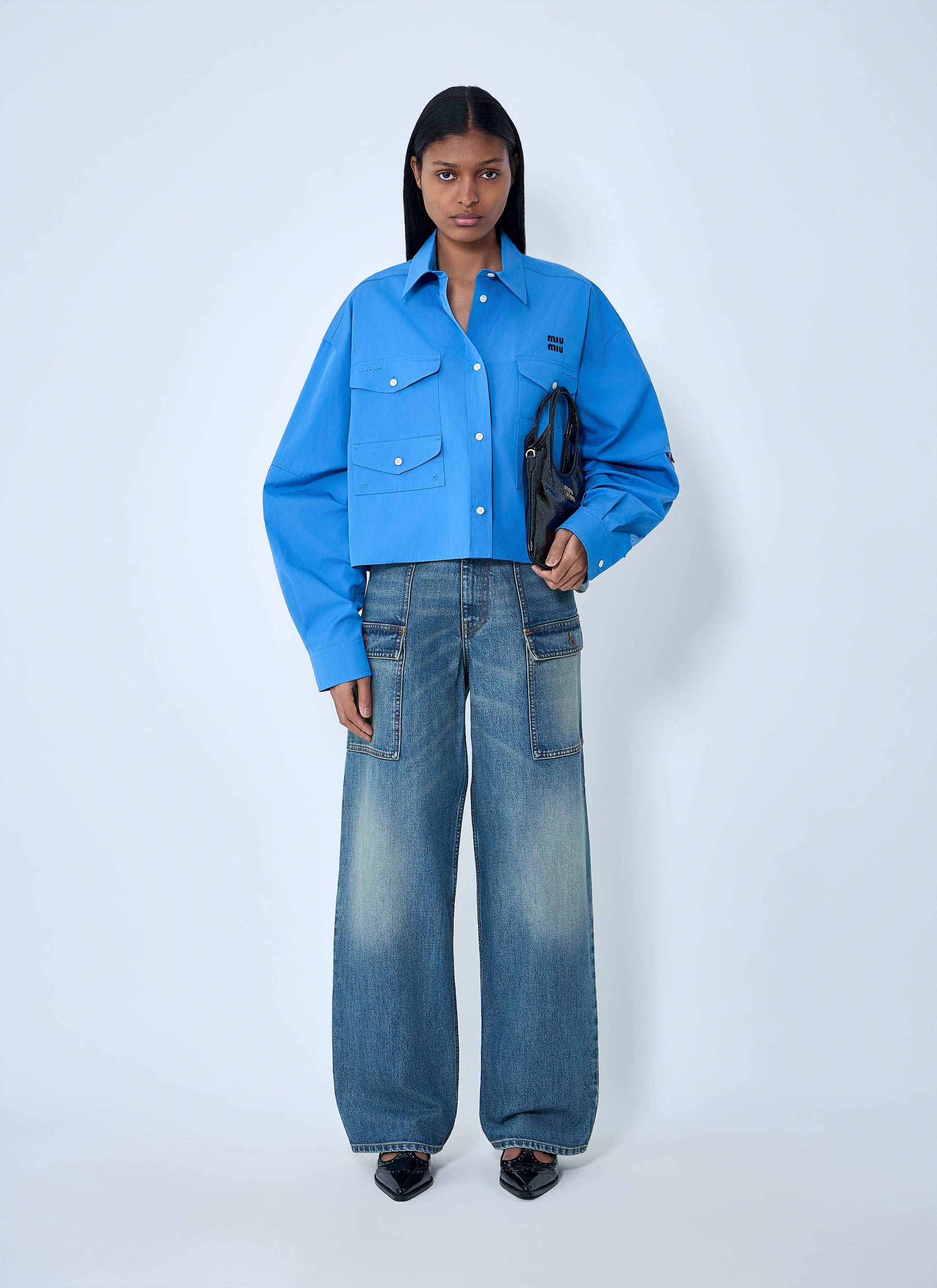 Miu Miu Women Cropped Utility Shirt MIU MIU