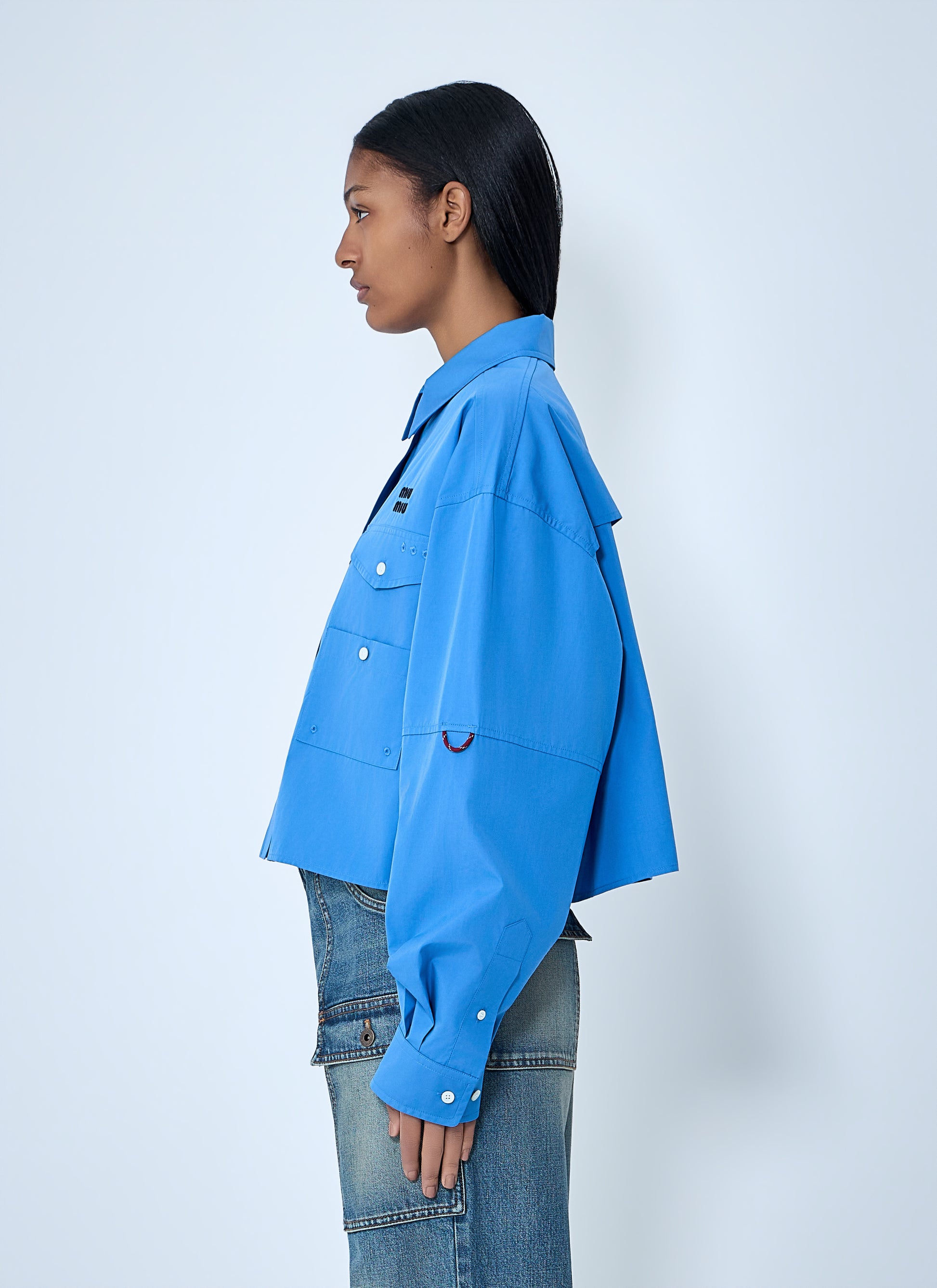 Miu Miu Women Cropped Utility Shirt MIU MIU