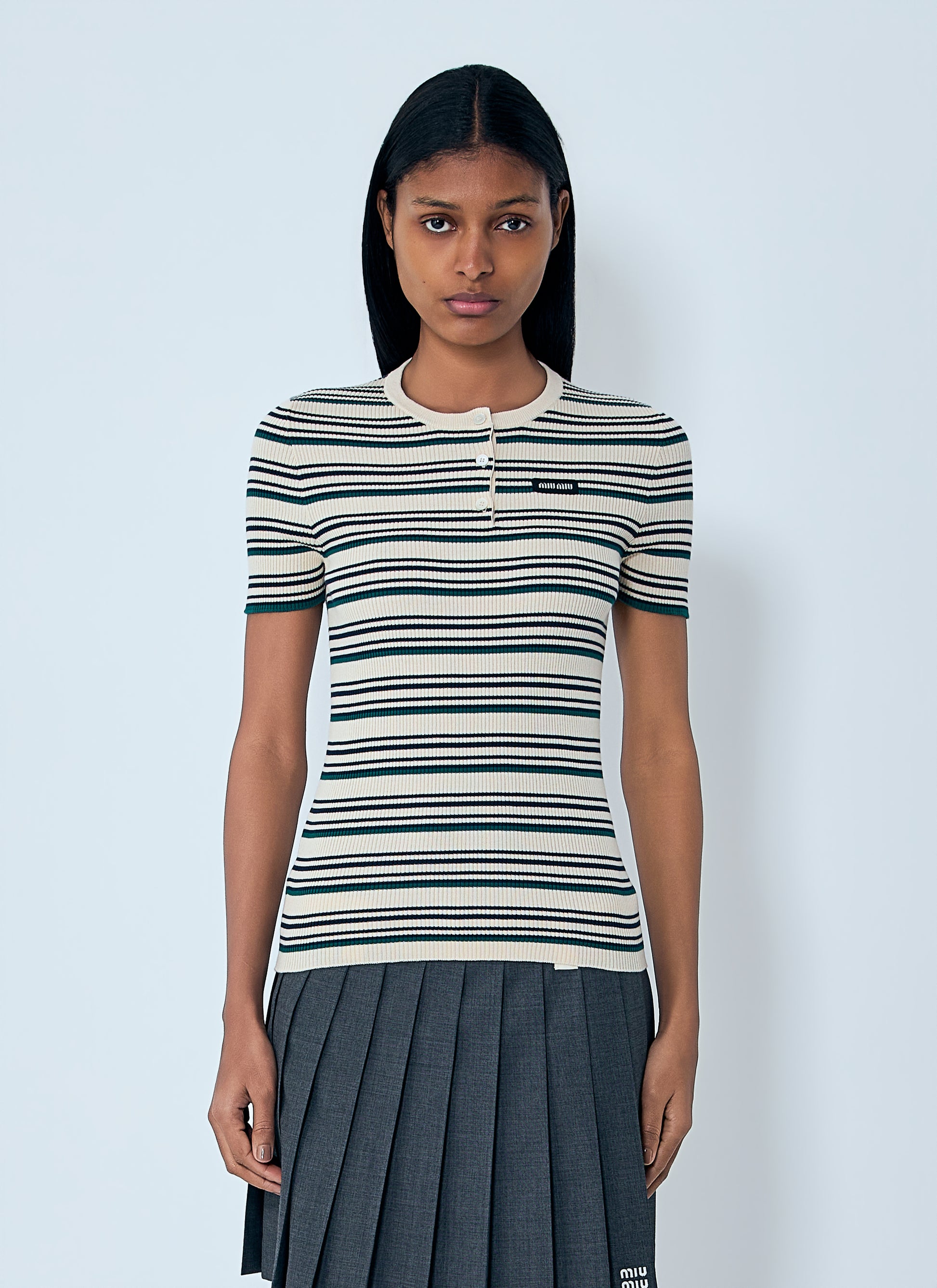 Miu Miu Women Stripes T-Shirt MIU MIU