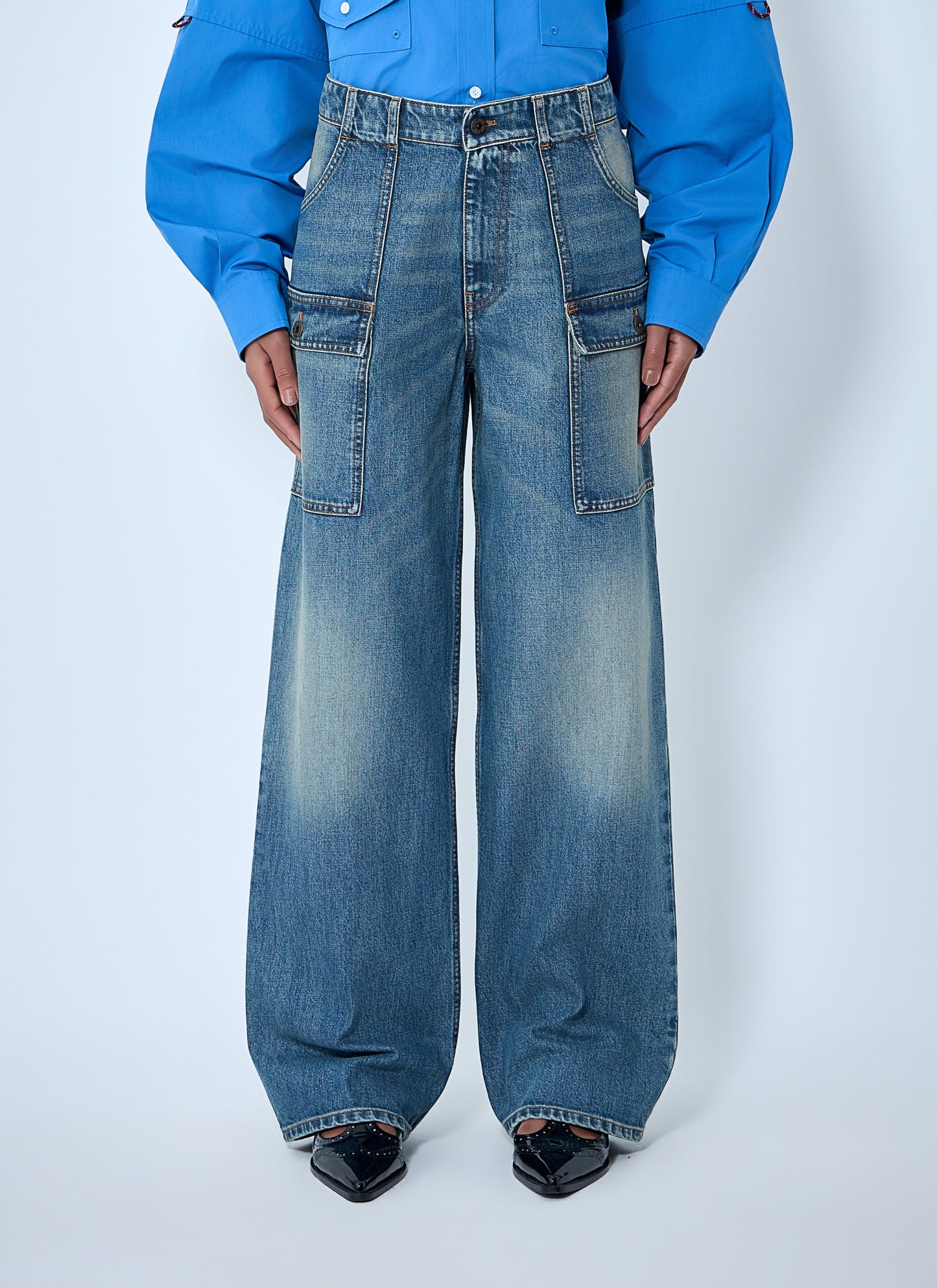 Miu Miu Women Cargo Denim Jeans MIU MIU