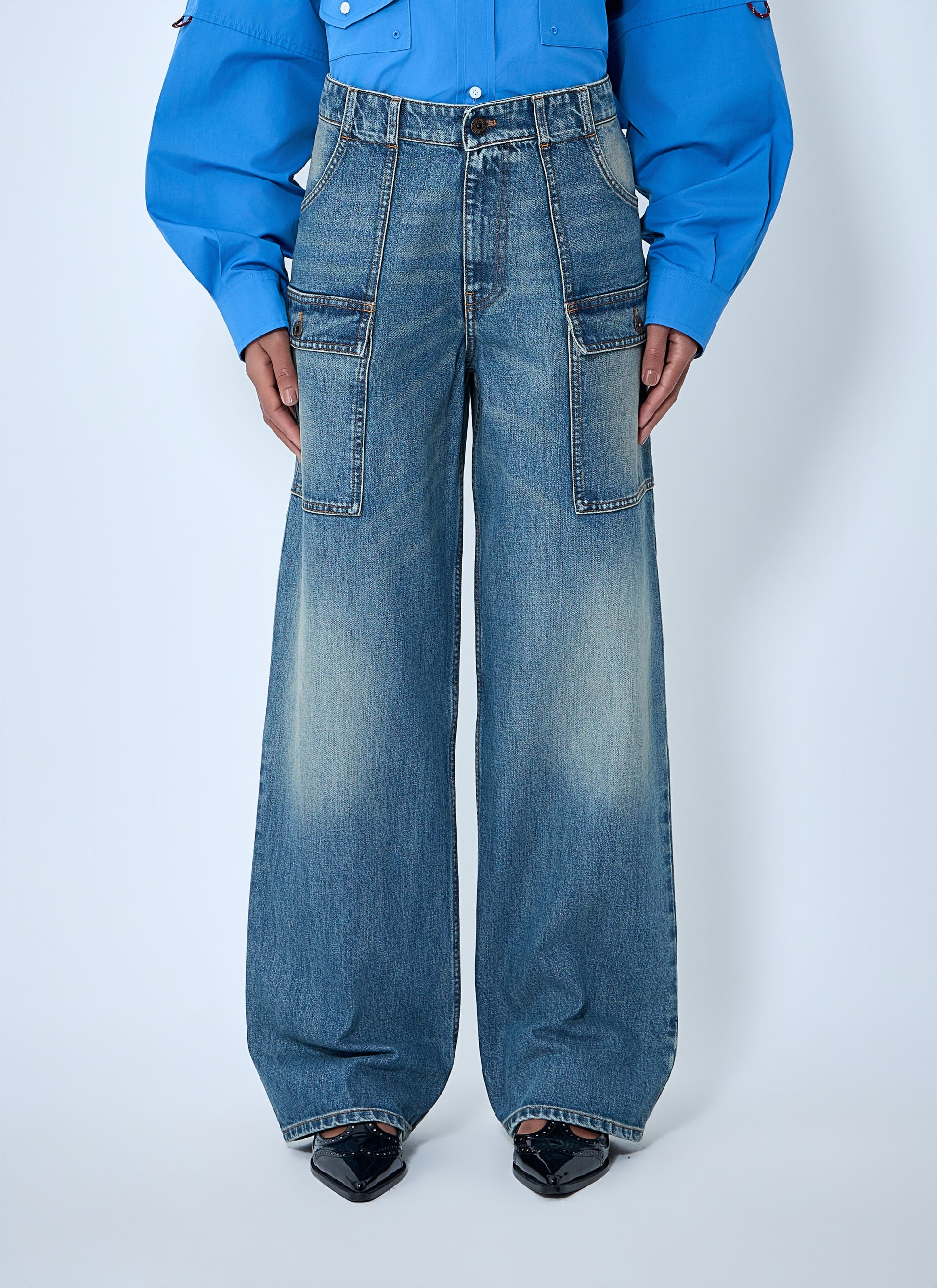 Miu Miu Women Cargo Denim Jeans MIU MIU