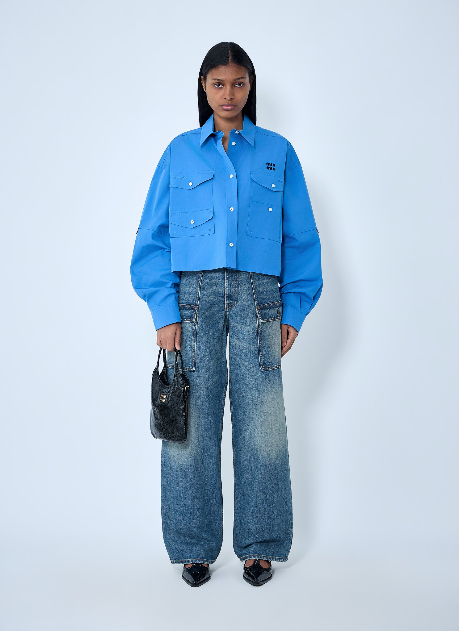 Miu Miu Women Cargo Denim Jeans MIU MIU