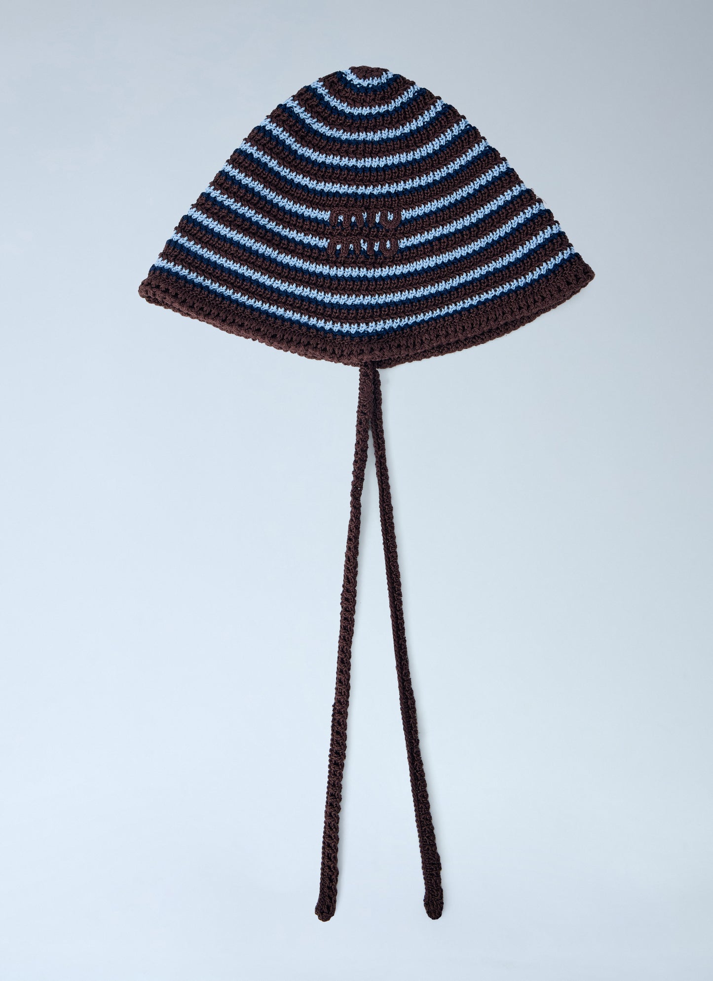 Miu Miu Women Striped Crochet Hat With Ties MIU MIU
