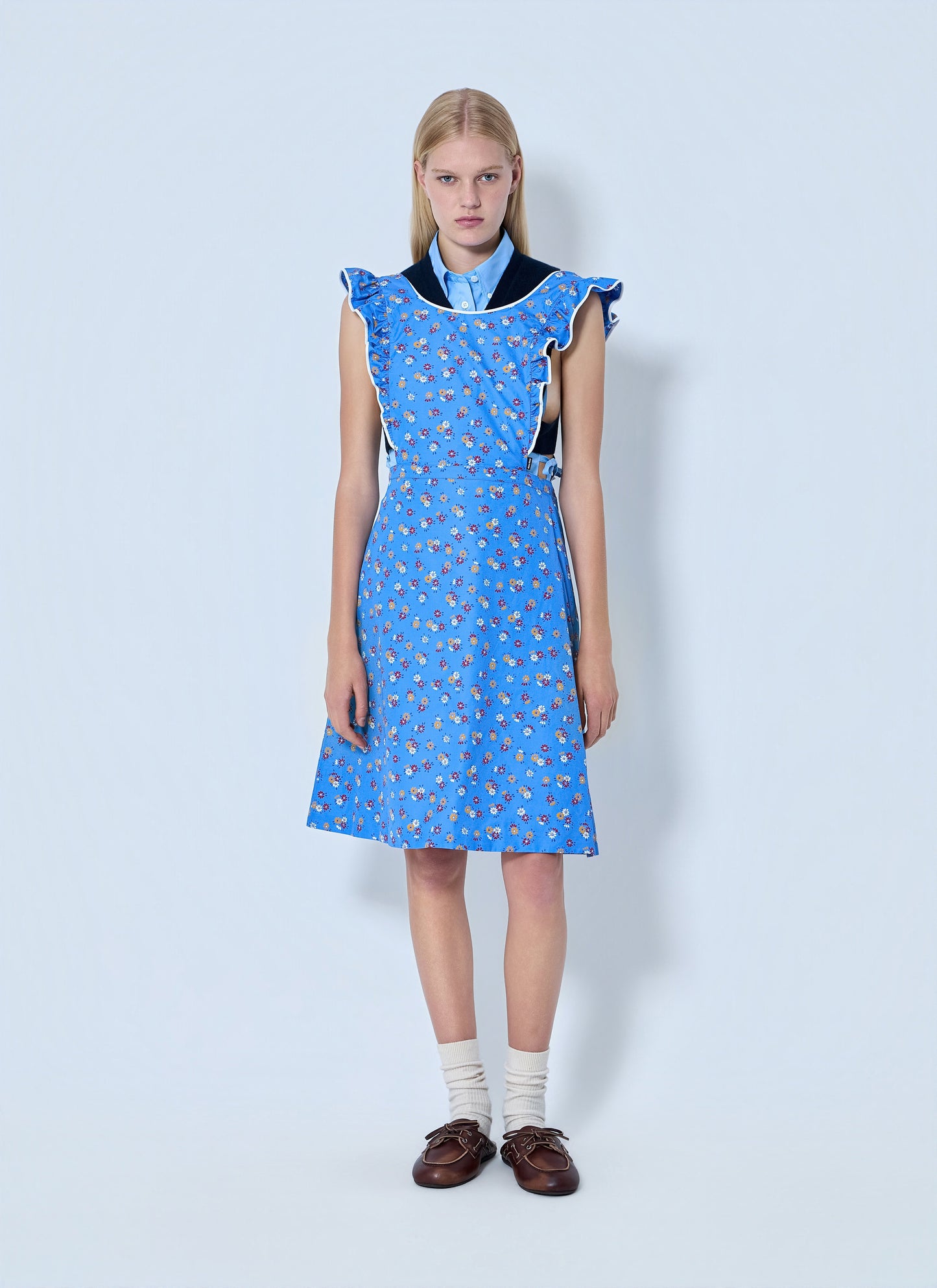 Miu Miu Women Poplin Pinafore Midi Dress