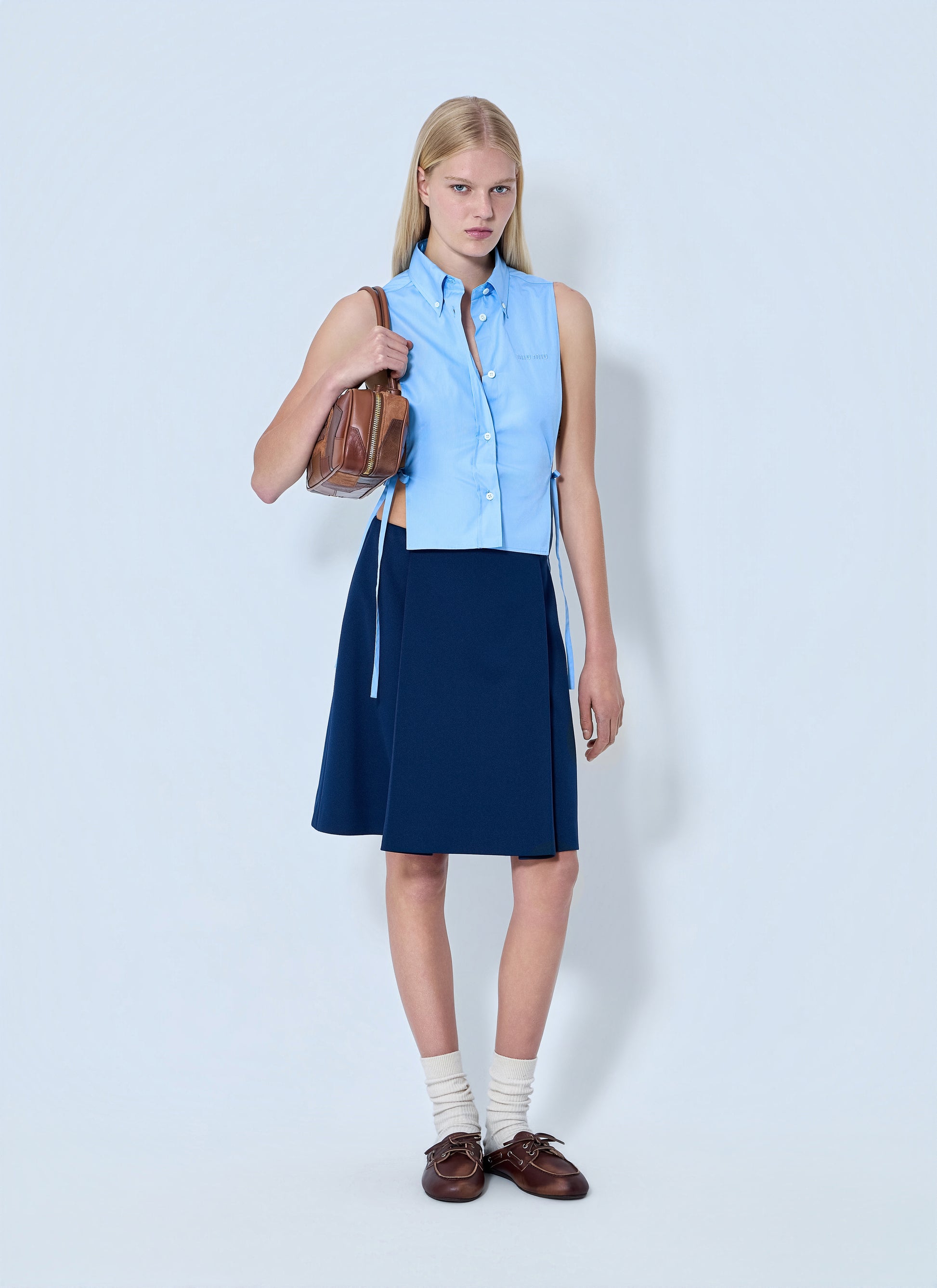 Miu Miu Women Poplin Sleeveless Shirt MIU MIU