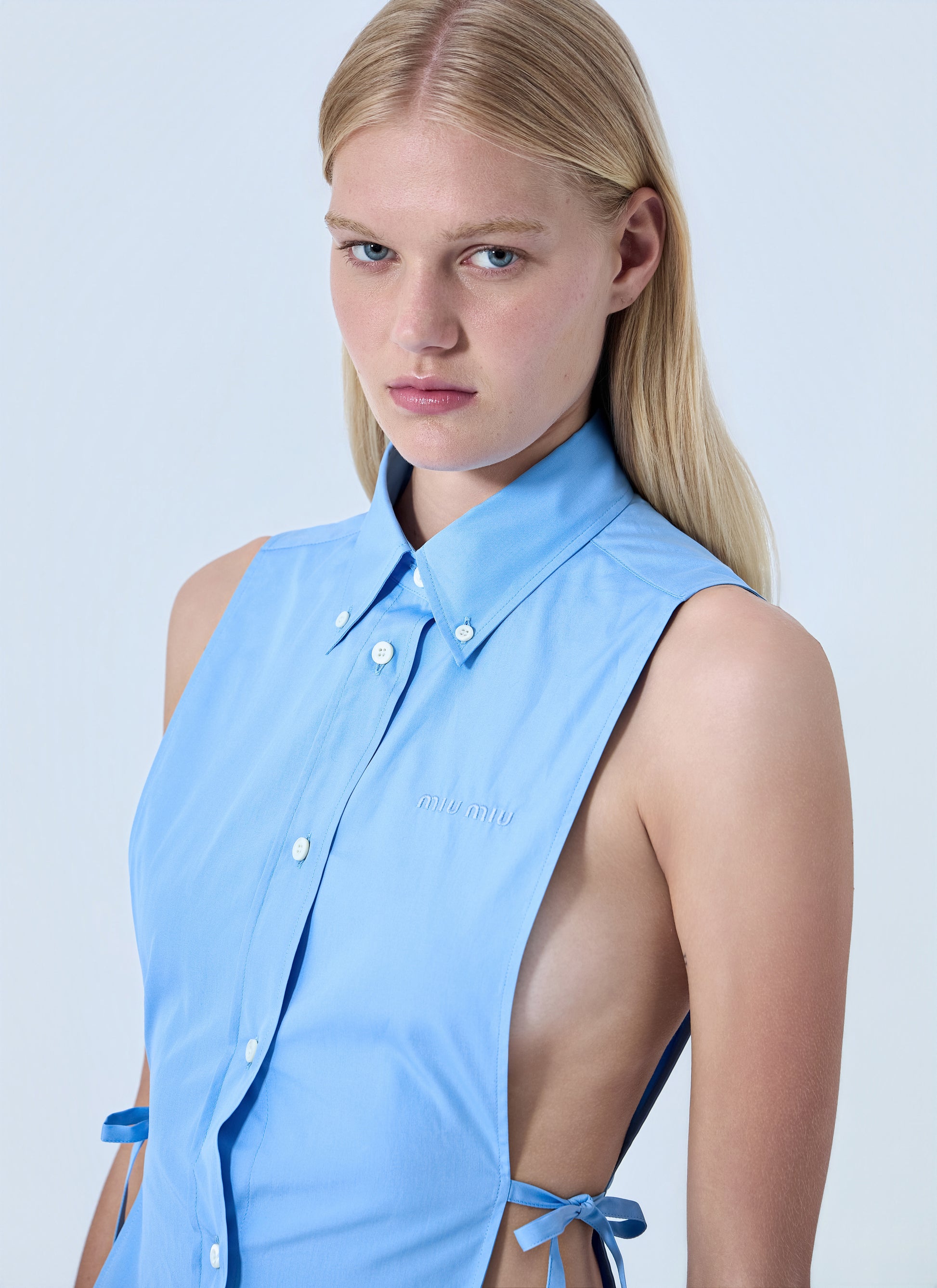 Miu Miu Women Poplin Sleeveless Shirt MIU MIU