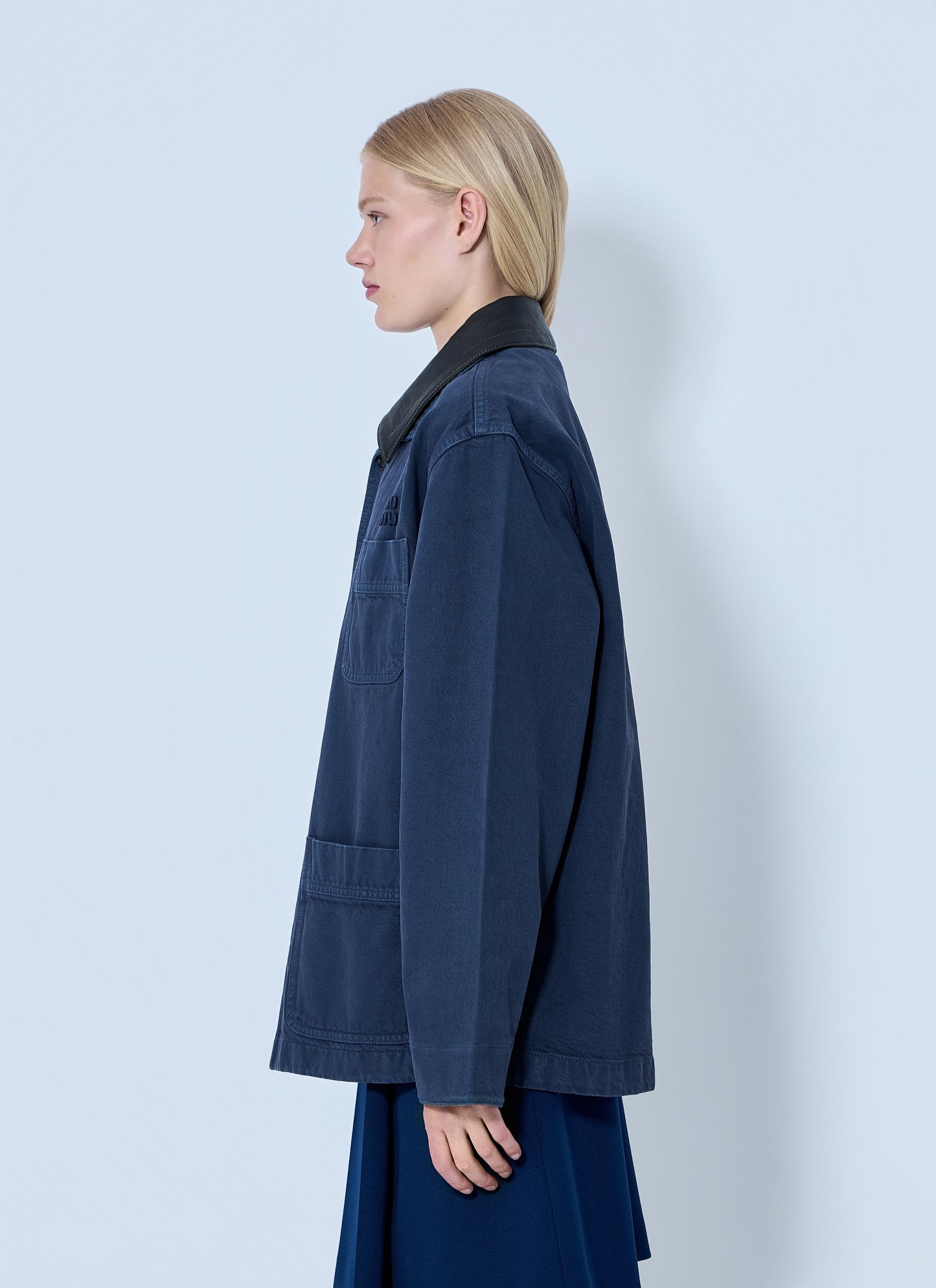 Miu Miu Women Single-Breasted Garment-Dyed Gabardine Jacket MIU MIU