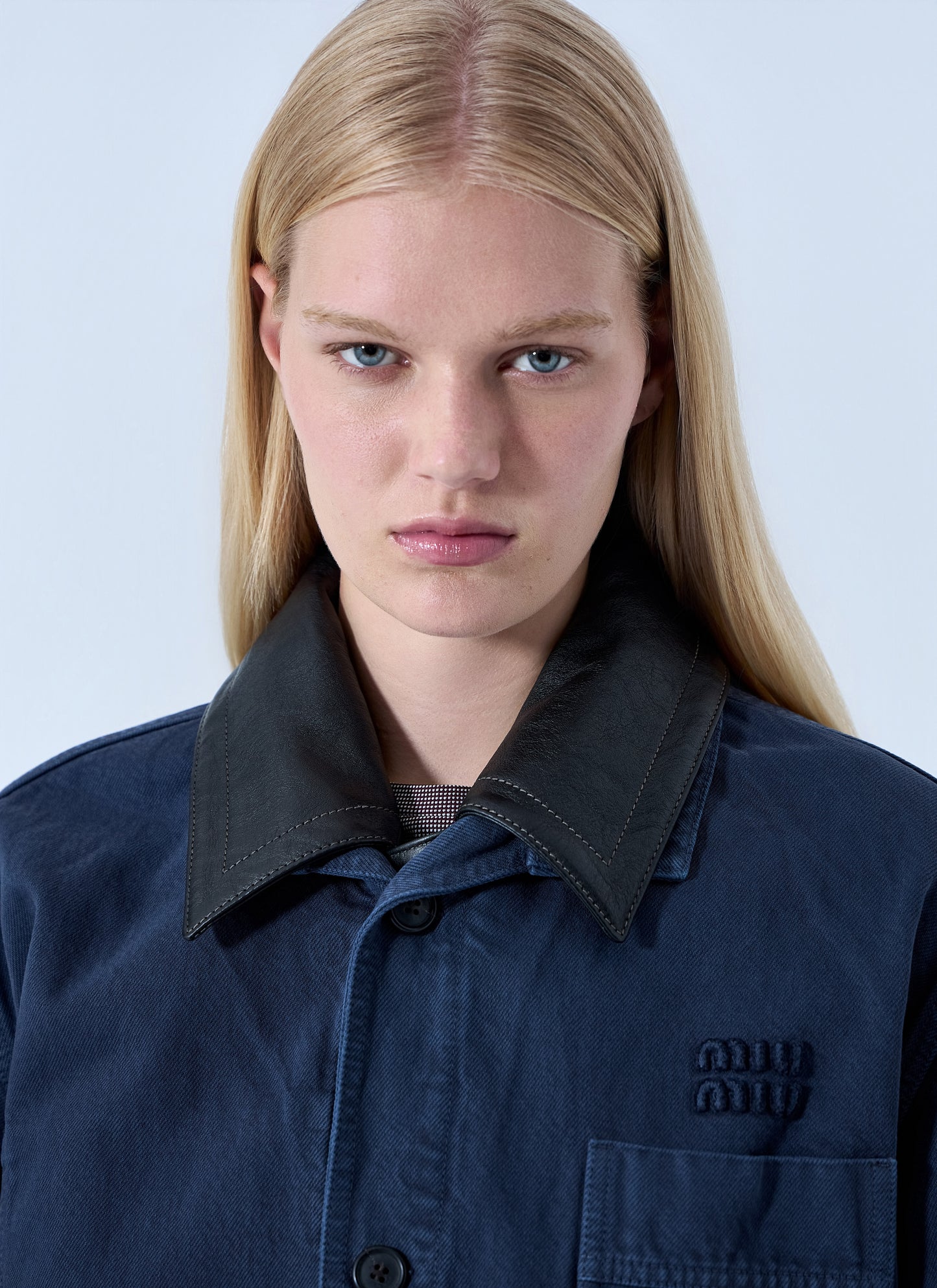 Miu Miu Women Single-Breasted Garment-Dyed Gabardine Jacket MIU MIU