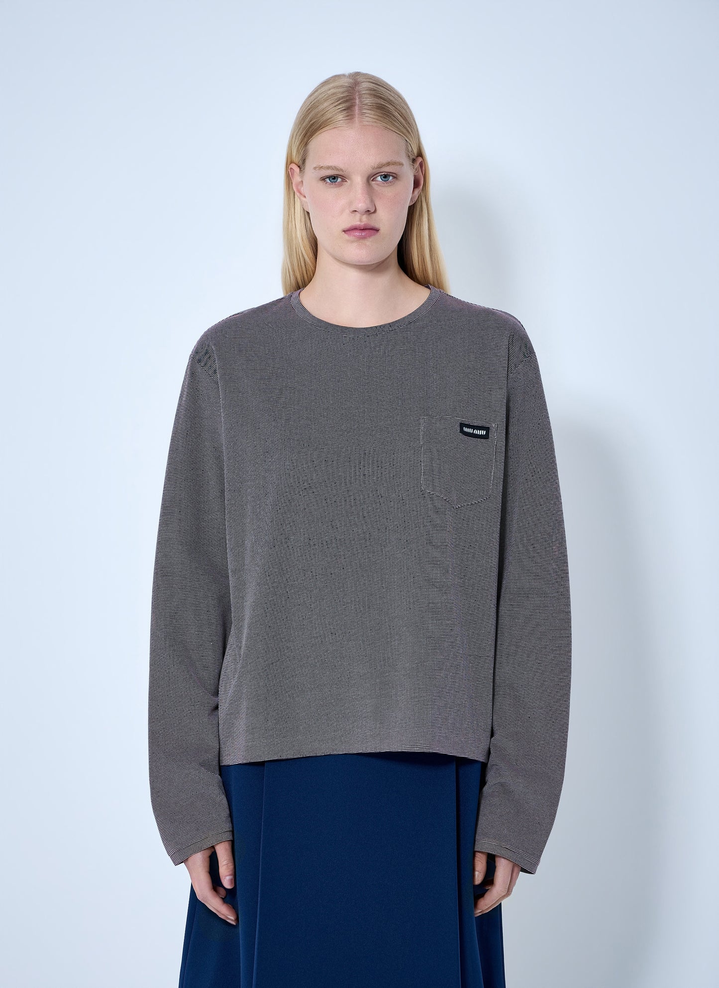 Miu Miu Women Jacquard Jersey T-Shirt MIU MIU