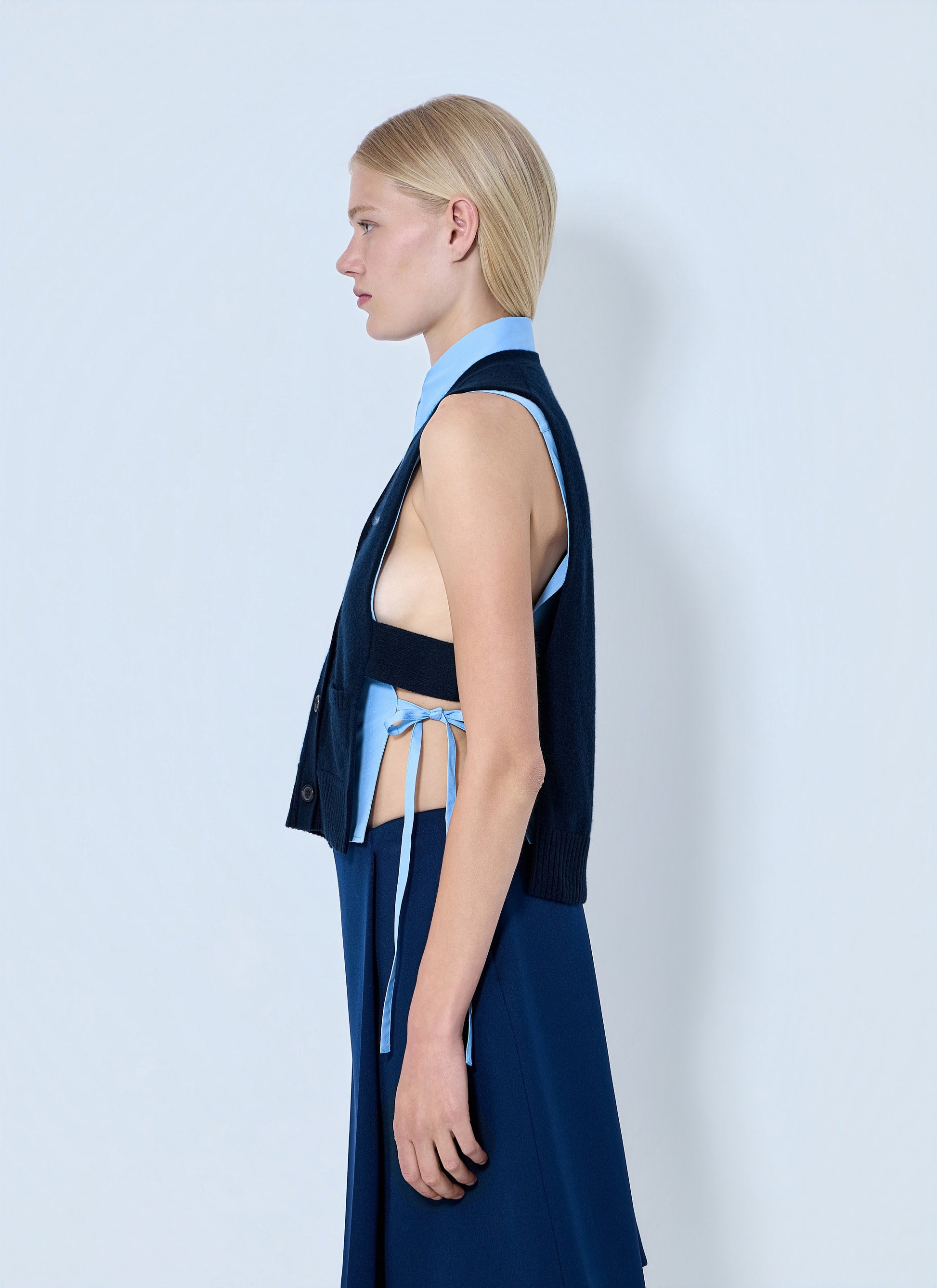 Miu Miu Women V-Neck Logo Vest MIU MIU