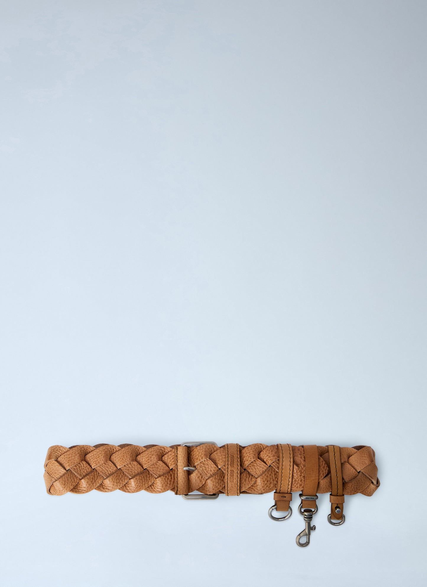Miu Miu Women Braided Leather Belt With Hook Attachments MIU MIU