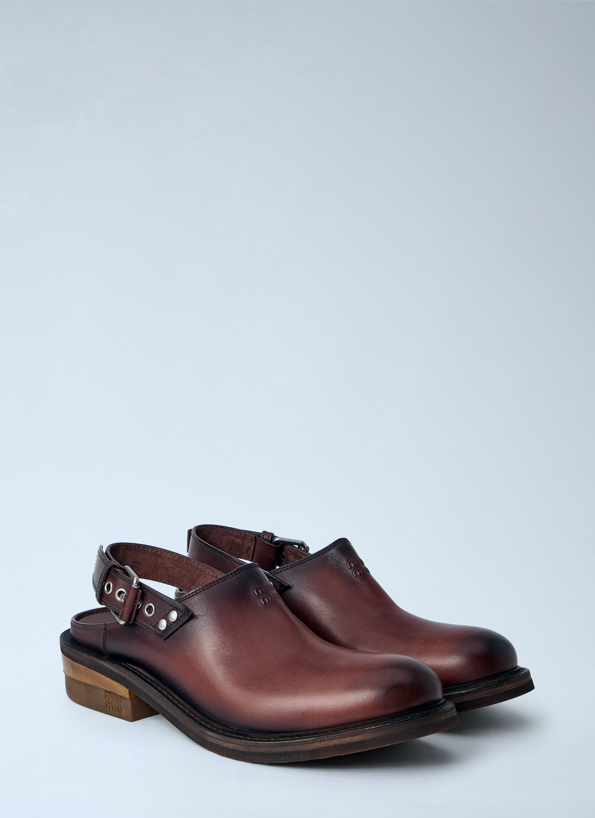Miu Miu Women Foule Leather Mules MIU MIU