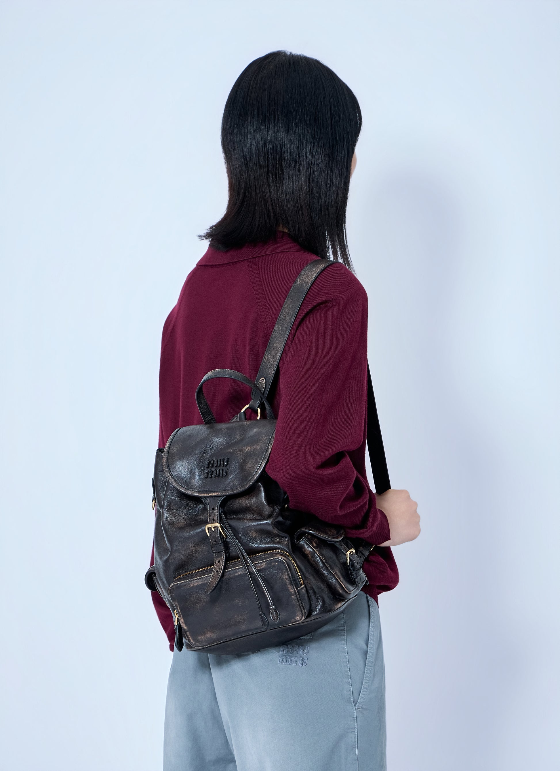 Miu Miu Women Leather Backpack MIU MIU