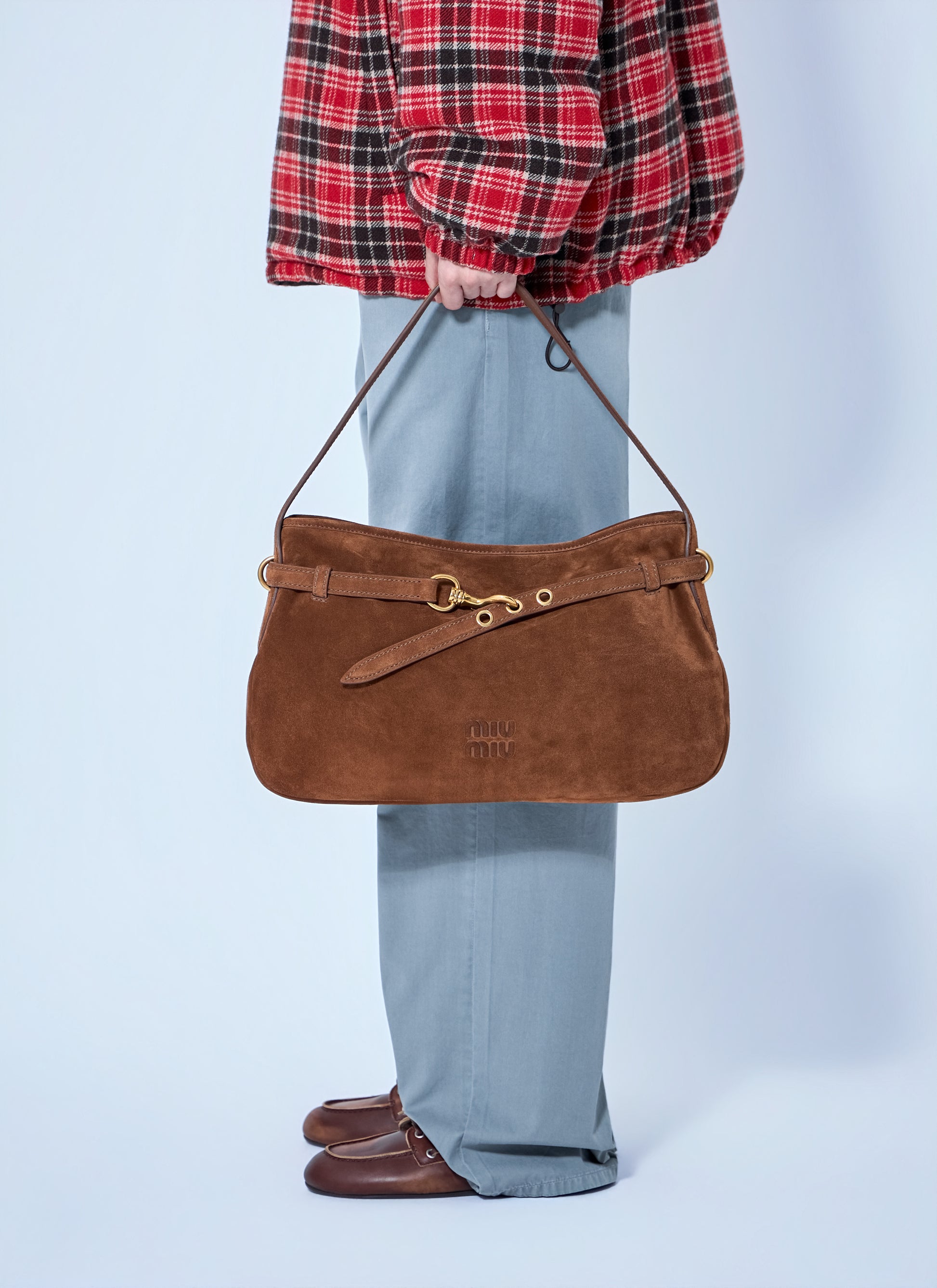 Miu Miu Women Medium Adventure Suede Shoulder Bag MIU MIU