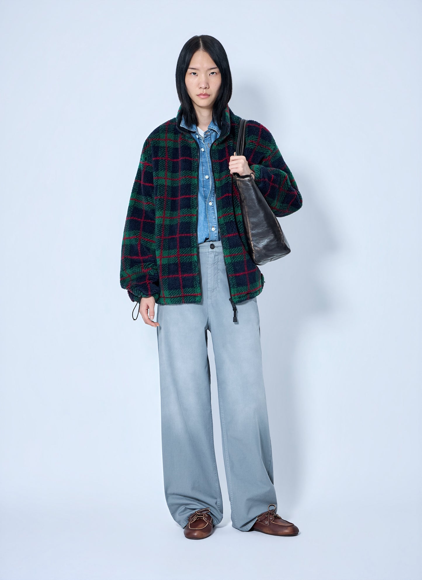 Miu Miu Women Checked Teddy Zipper Jacket