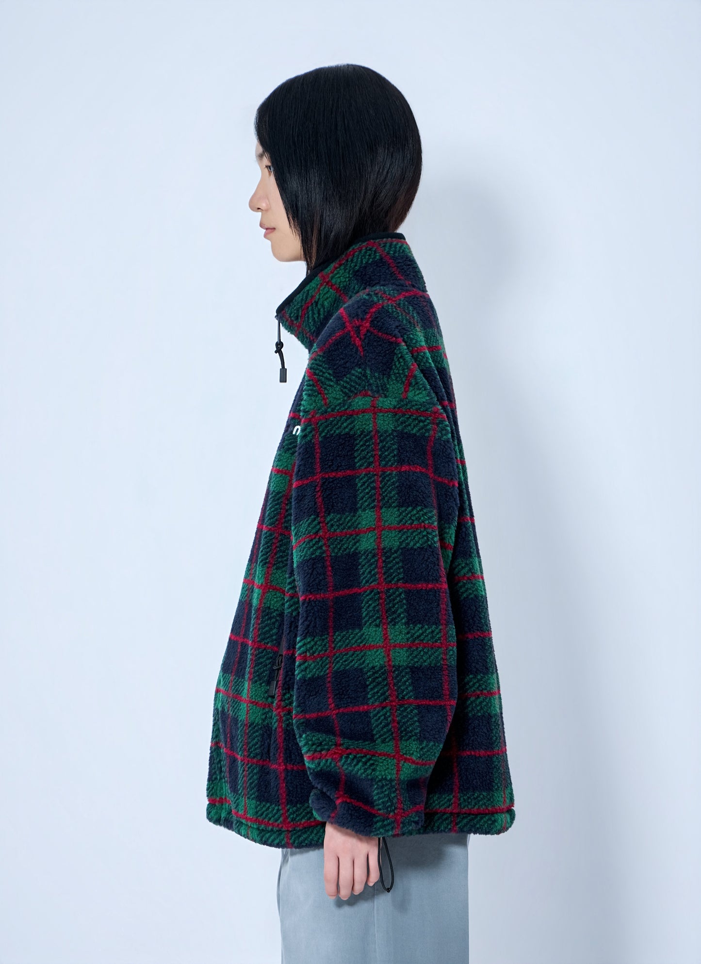 Miu Miu Women Checked Teddy Zipper Jacket