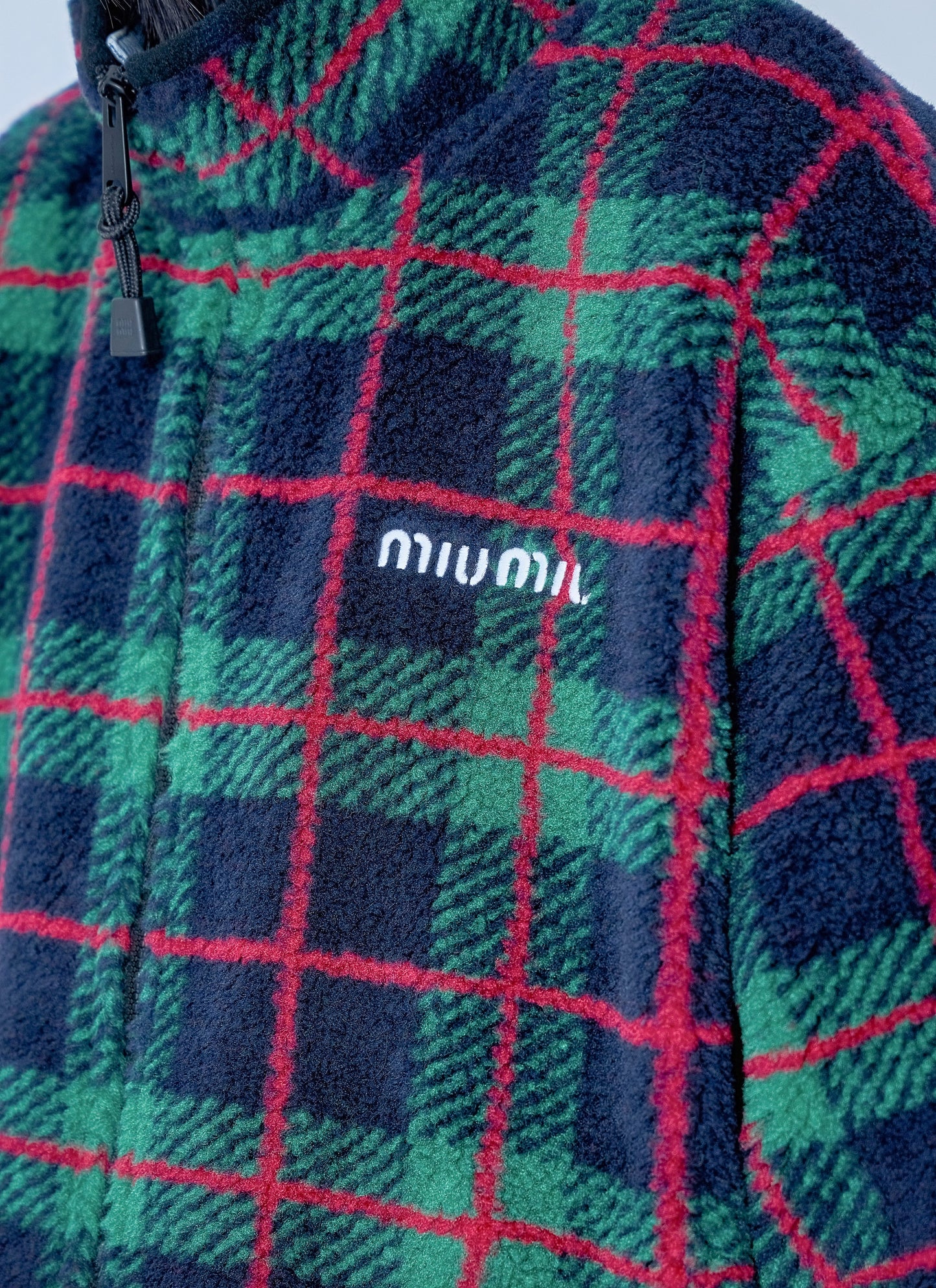 Miu Miu Women Checked Teddy Zipper Jacket
