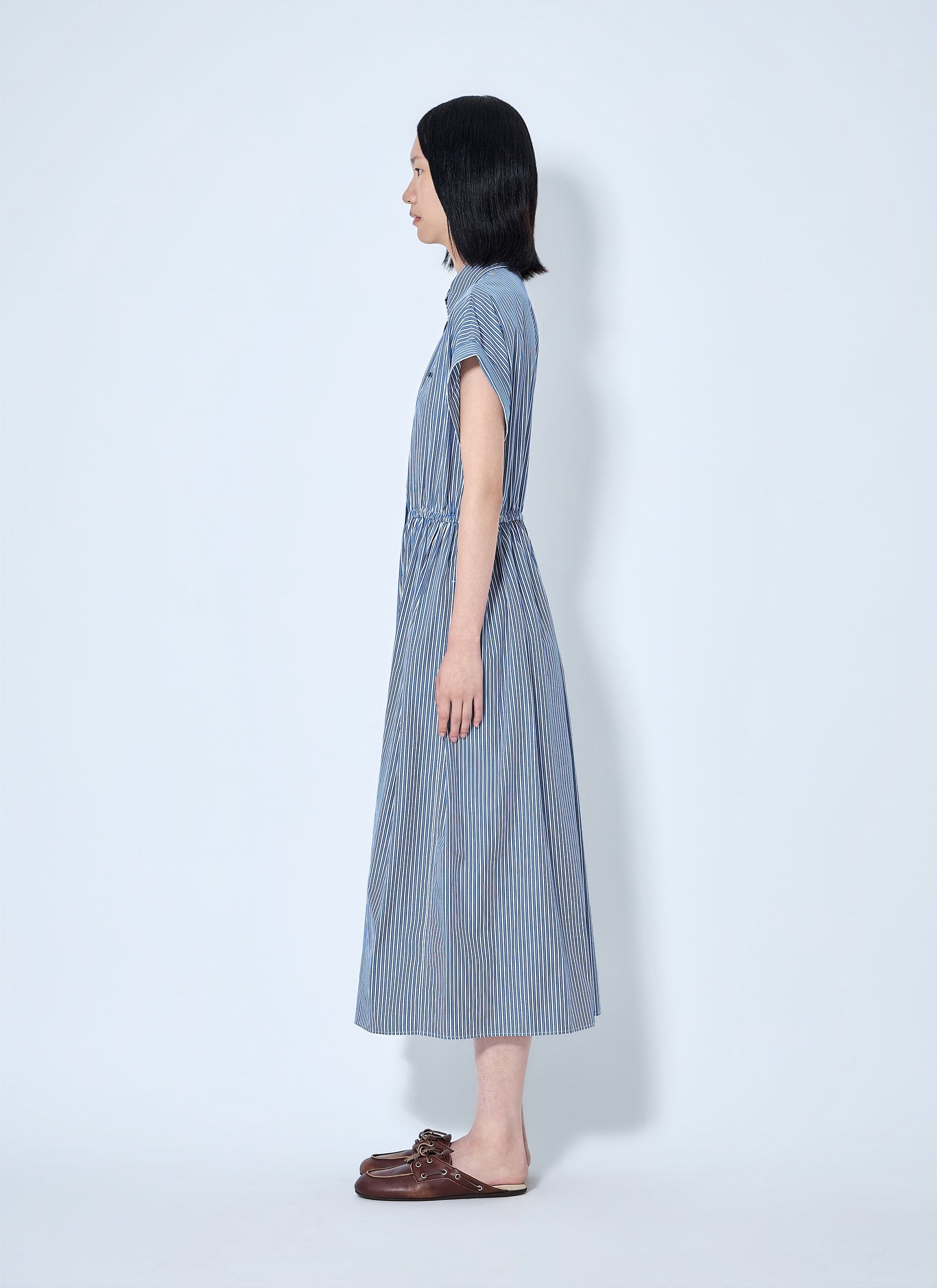 Miu Miu Women Vertical Stripe Poplin Midi Dress