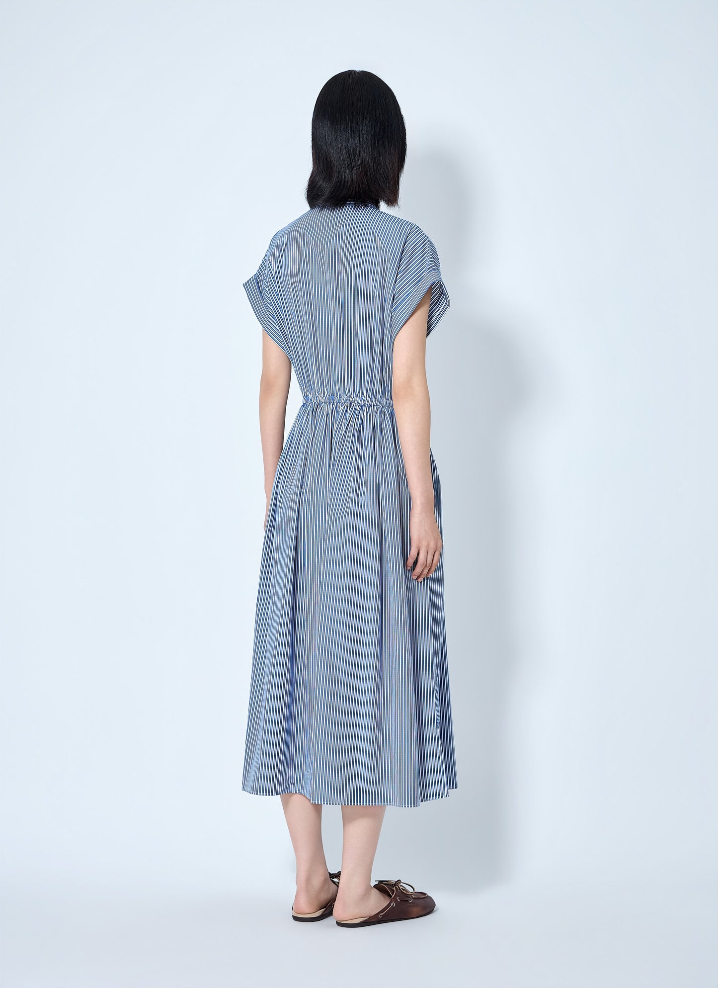 Miu Miu Women Vertical Stripe Poplin Midi Dress