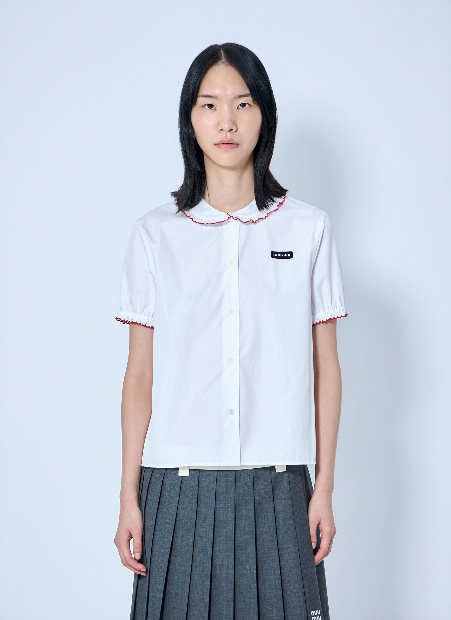 Miu Miu Women Embroidered Poplin Shirt MIU MIU