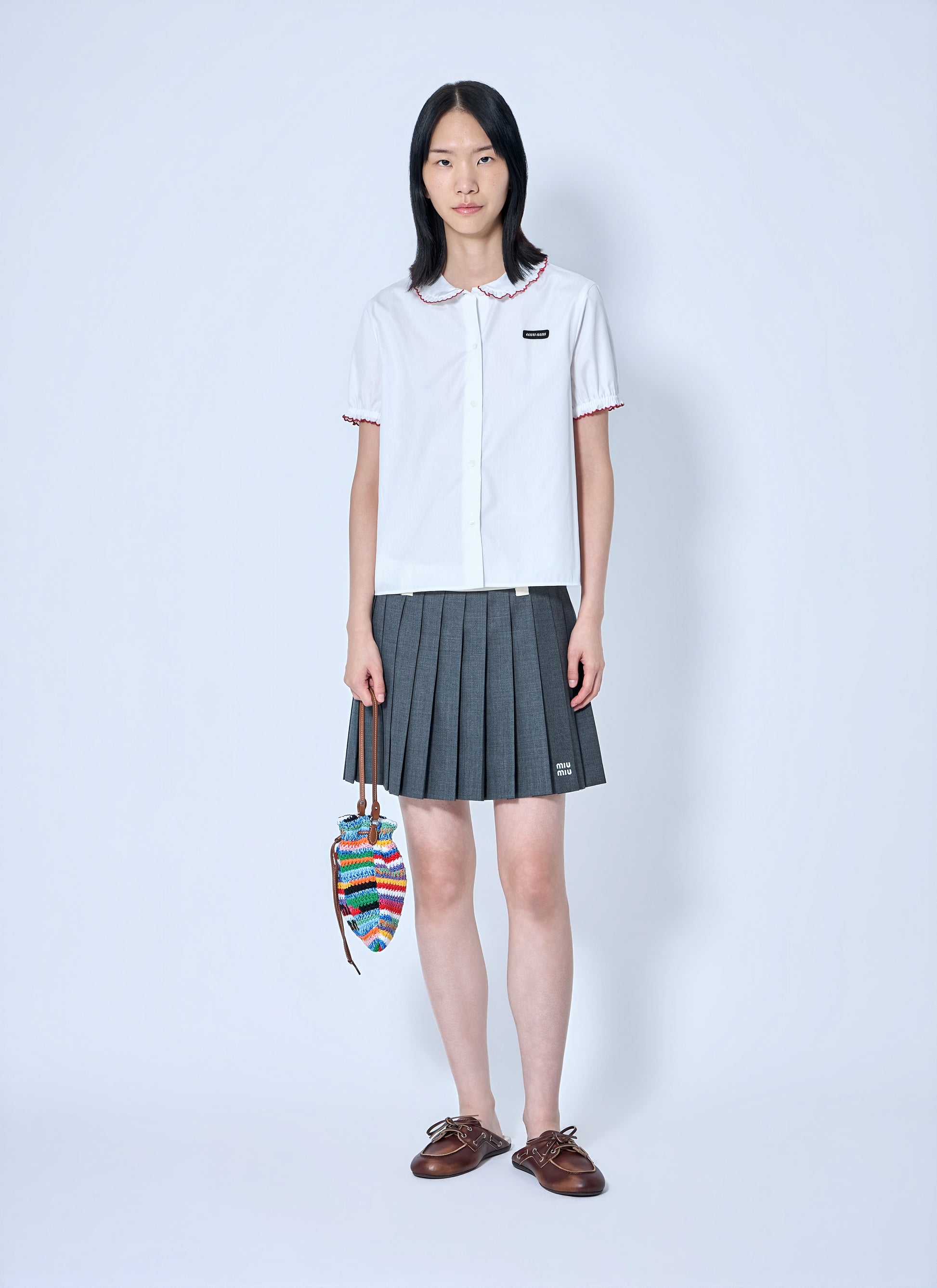 Miu Miu Women Embroidered Poplin Shirt MIU MIU