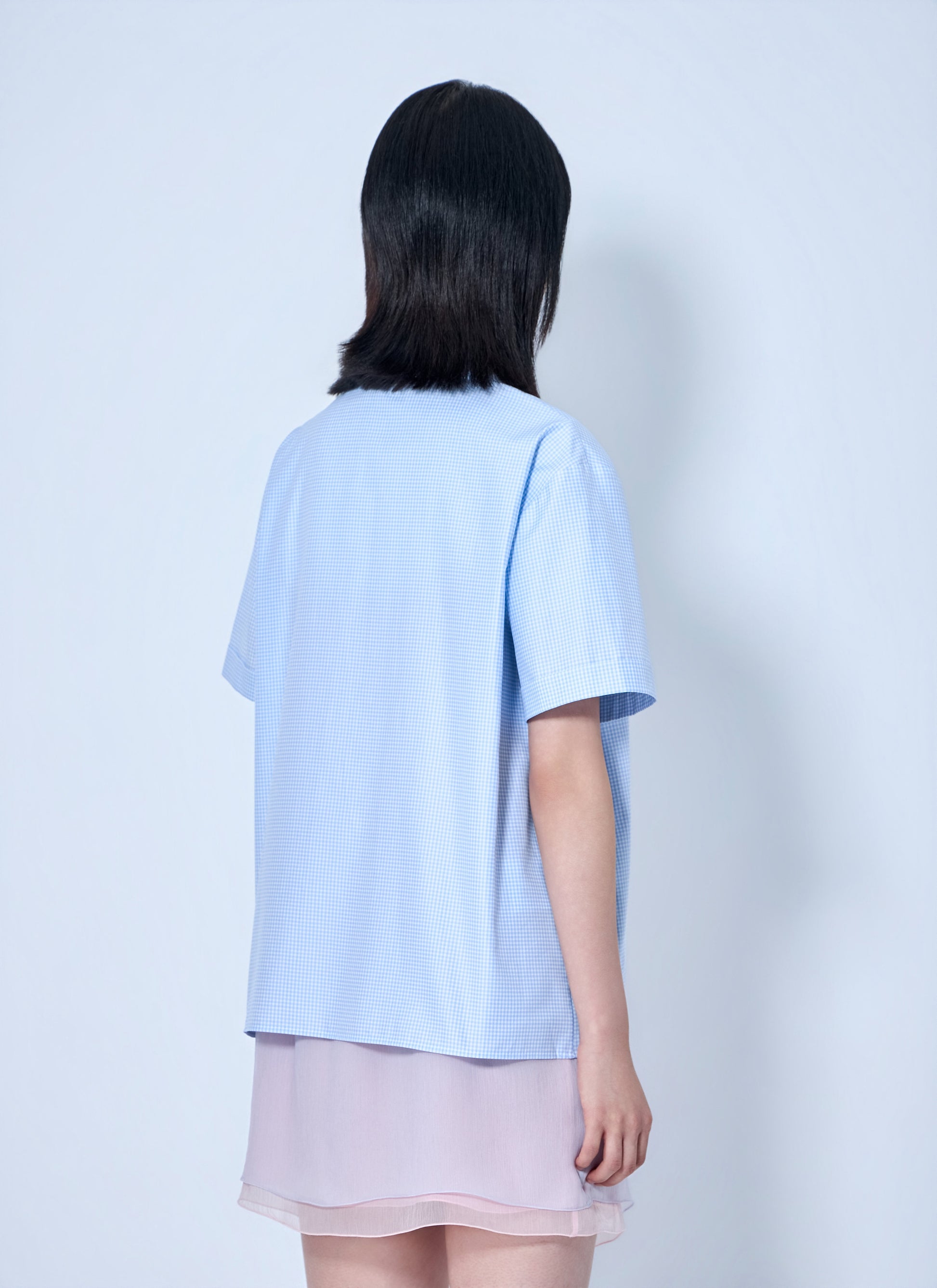 Miu Miu Women Short-Sleeve Cotton Poplin Shirt MIU MIU
