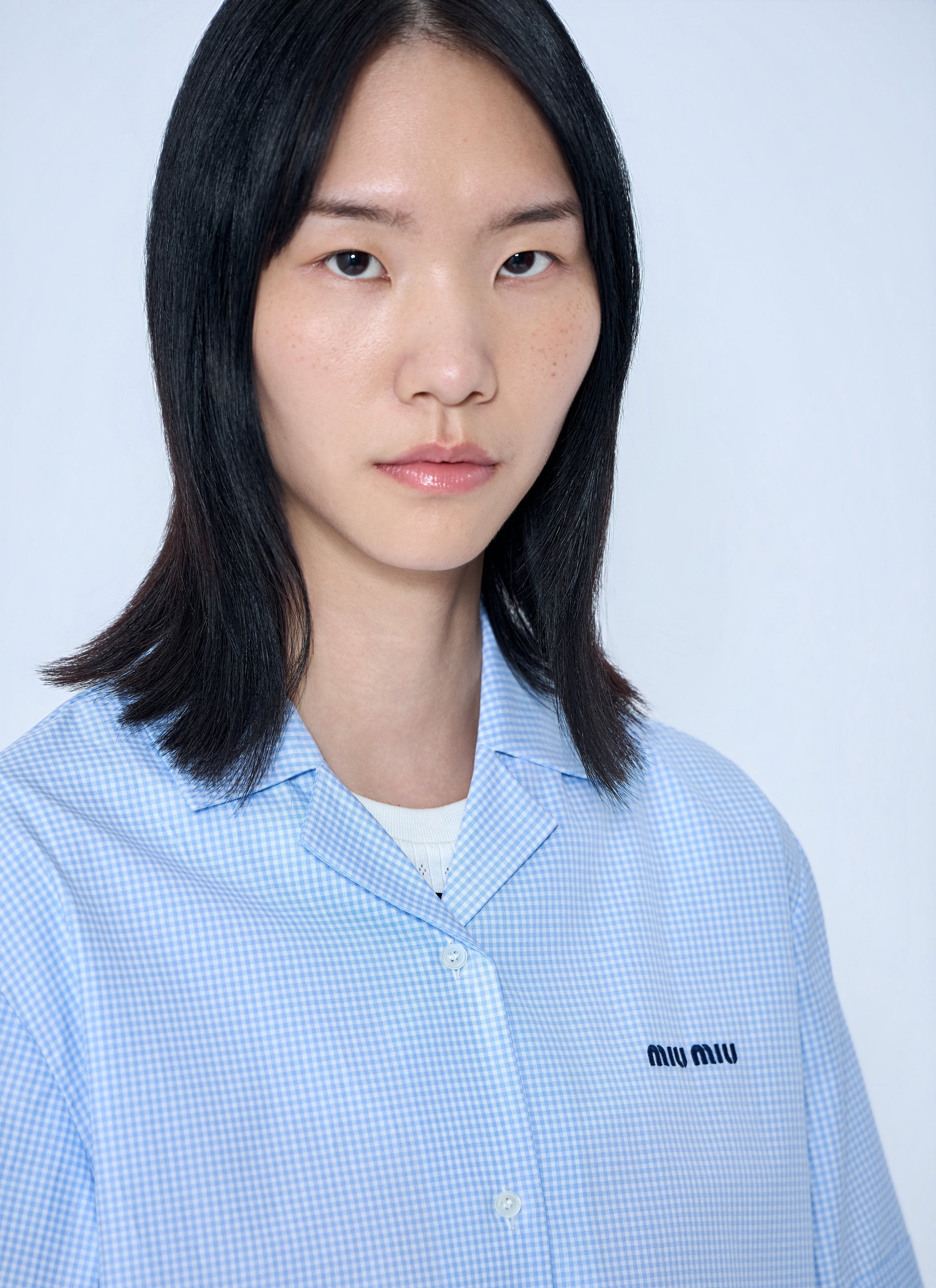 Miu Miu Women Short-Sleeve Cotton Poplin Shirt MIU MIU