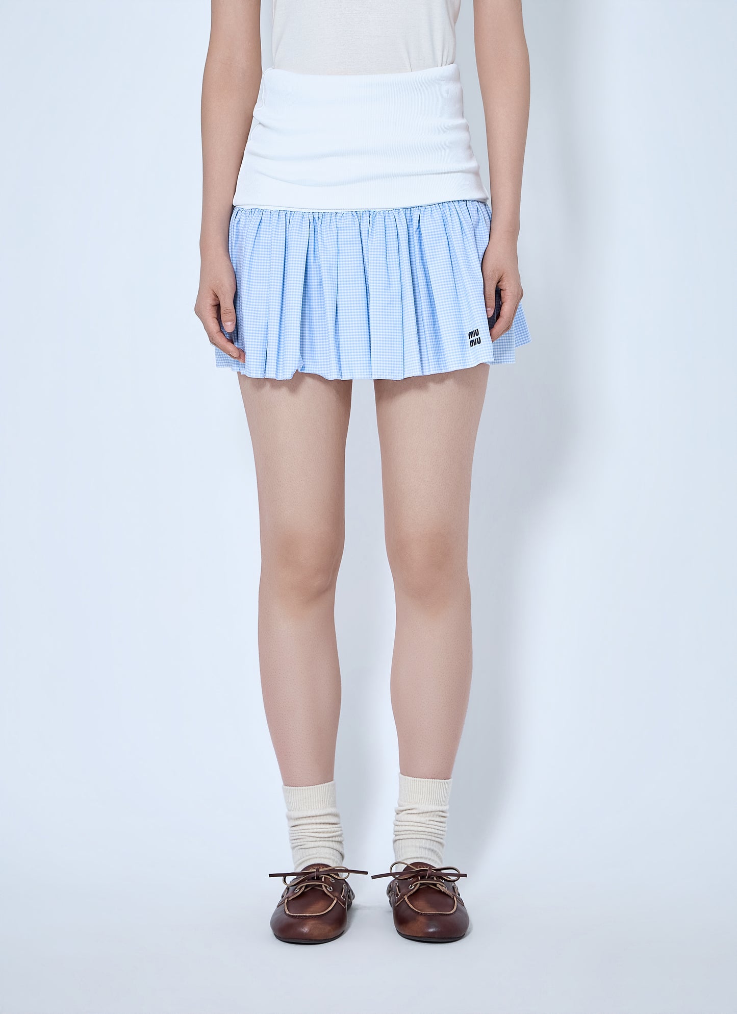 Miu Miu Women Jersey And Poplin Mini Skirt MIU MIU