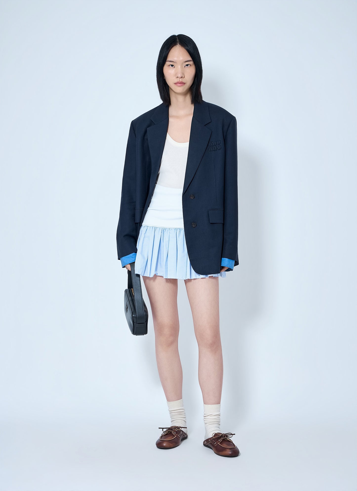 Miu Miu Women Jersey And Poplin Mini Skirt MIU MIU