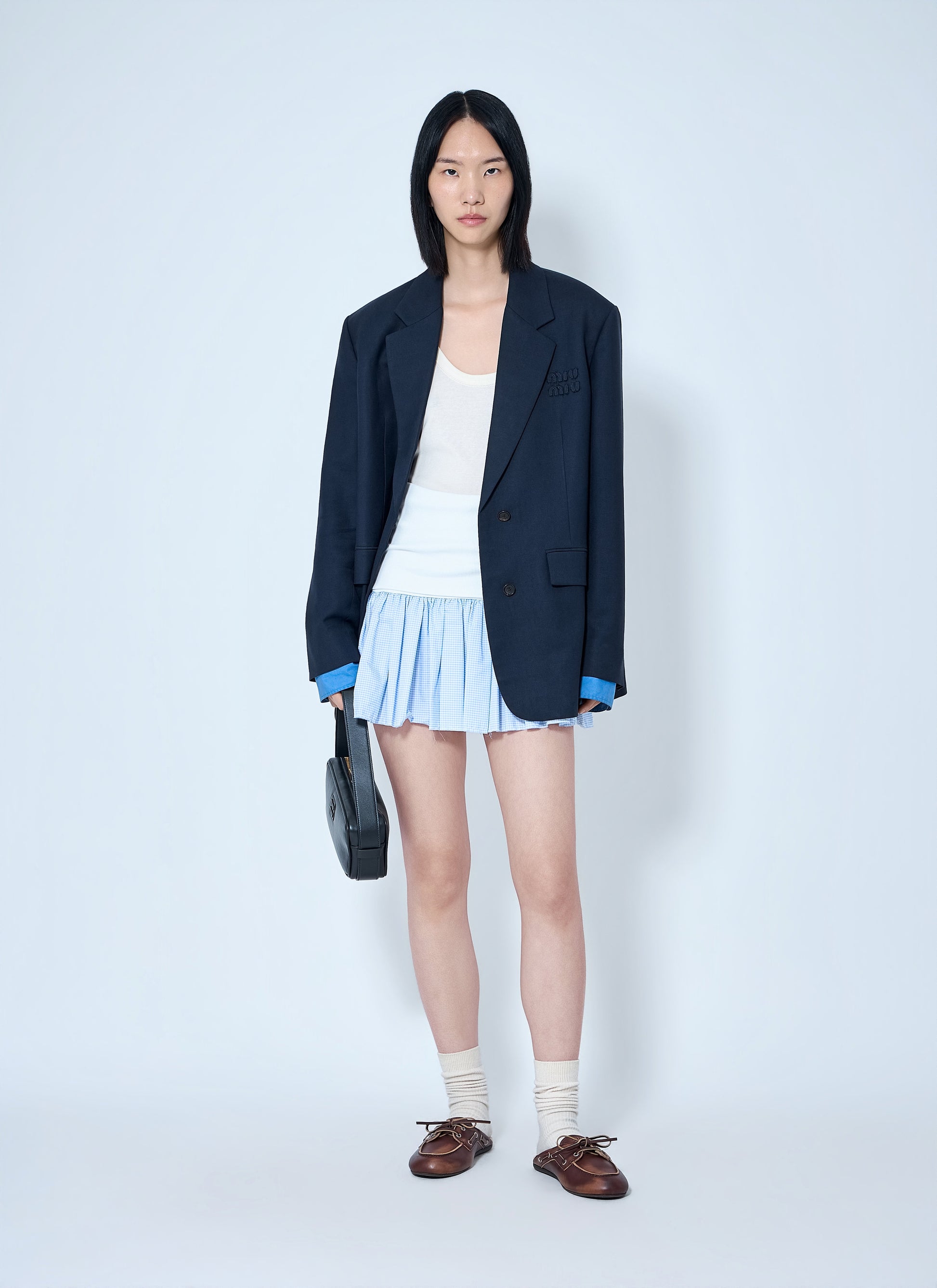 Miu Miu Women Jersey And Poplin Mini Skirt MIU MIU