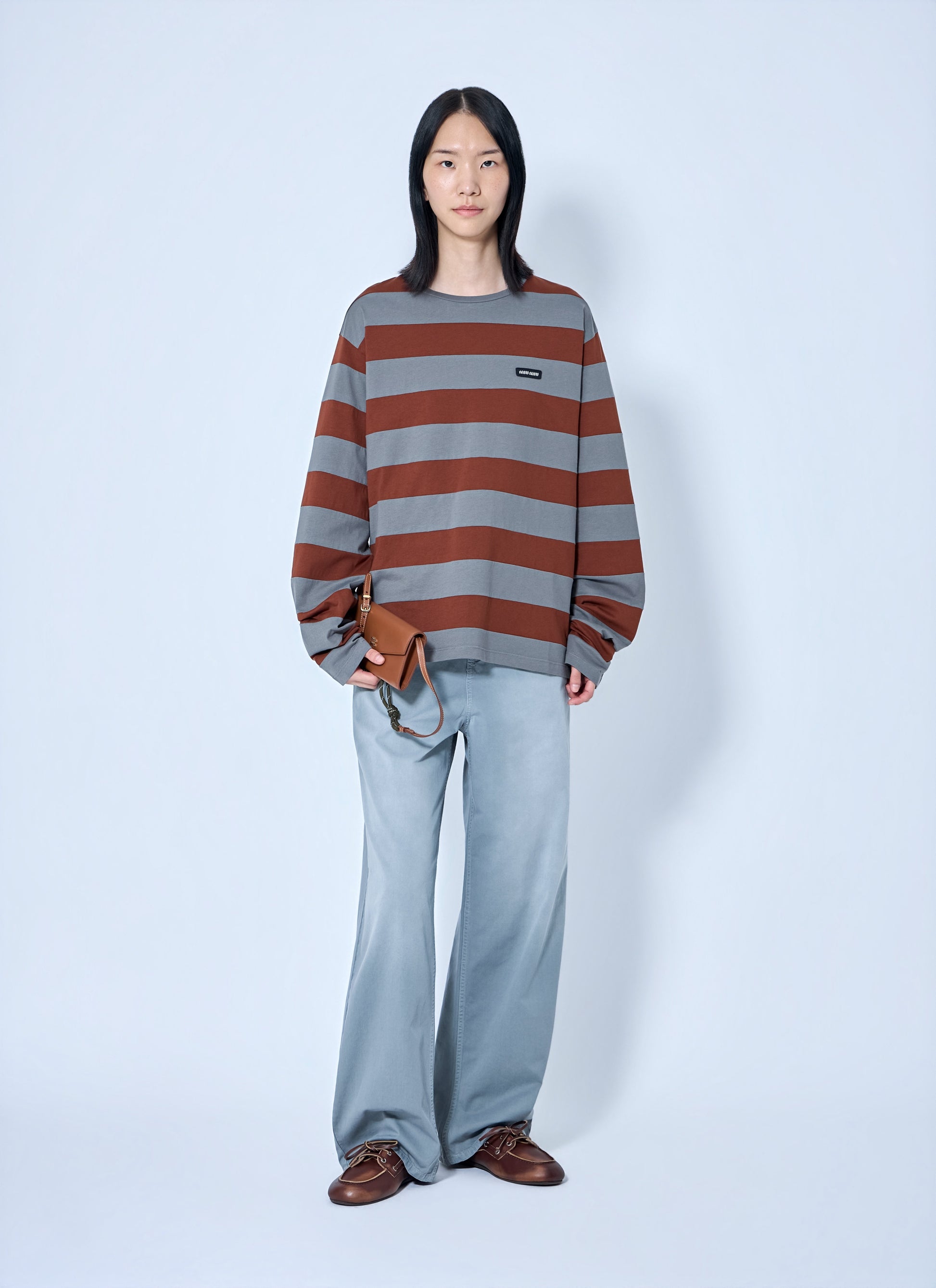 Miu Miu Women Striped Jersey T-Shirt MIU MIU