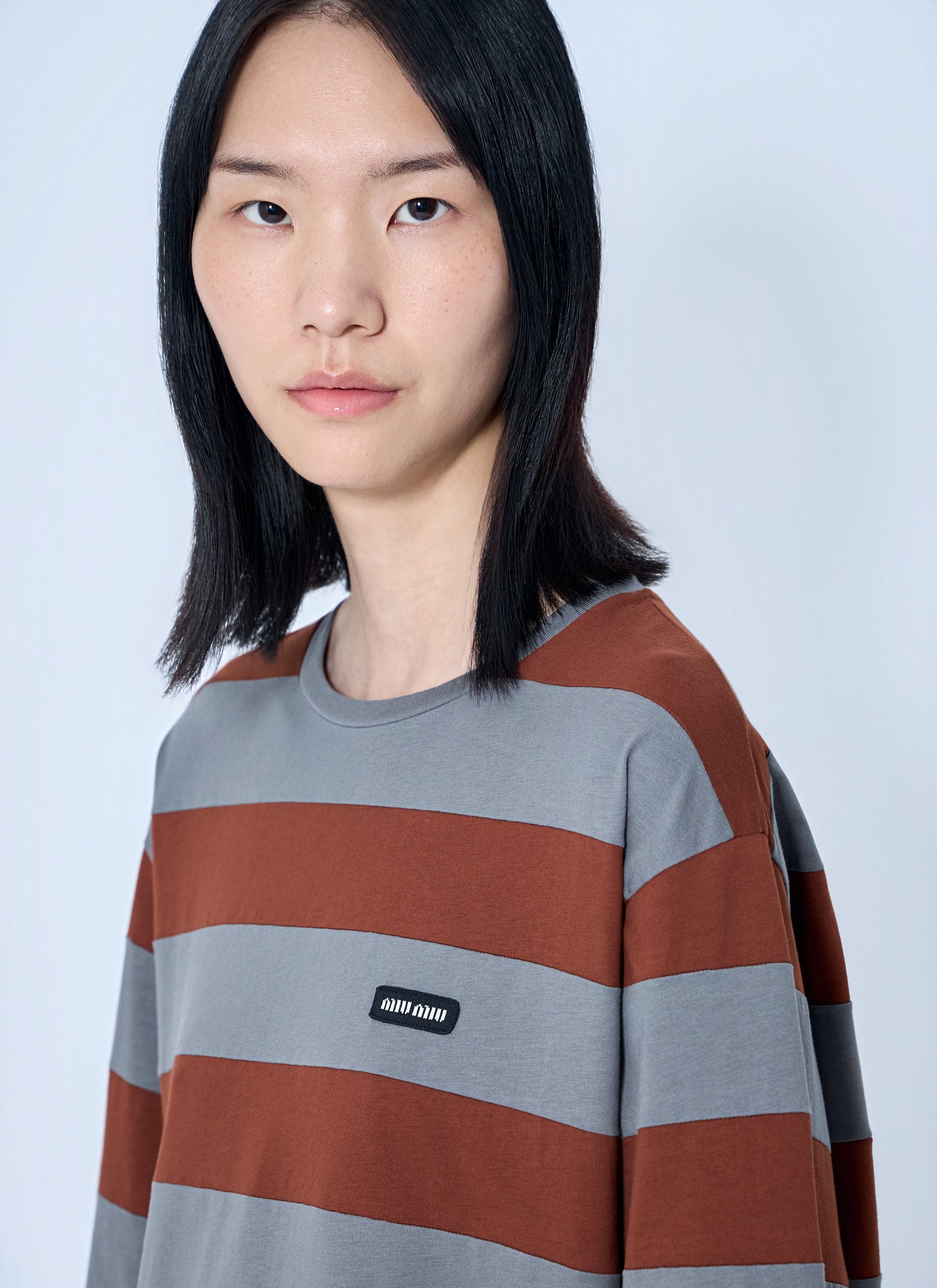 Miu Miu Women Striped Jersey T-Shirt MIU MIU