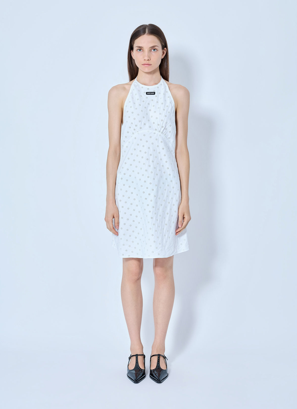 Miu Miu Women Cady Eyelet Lace Mini Dress MIU MIU