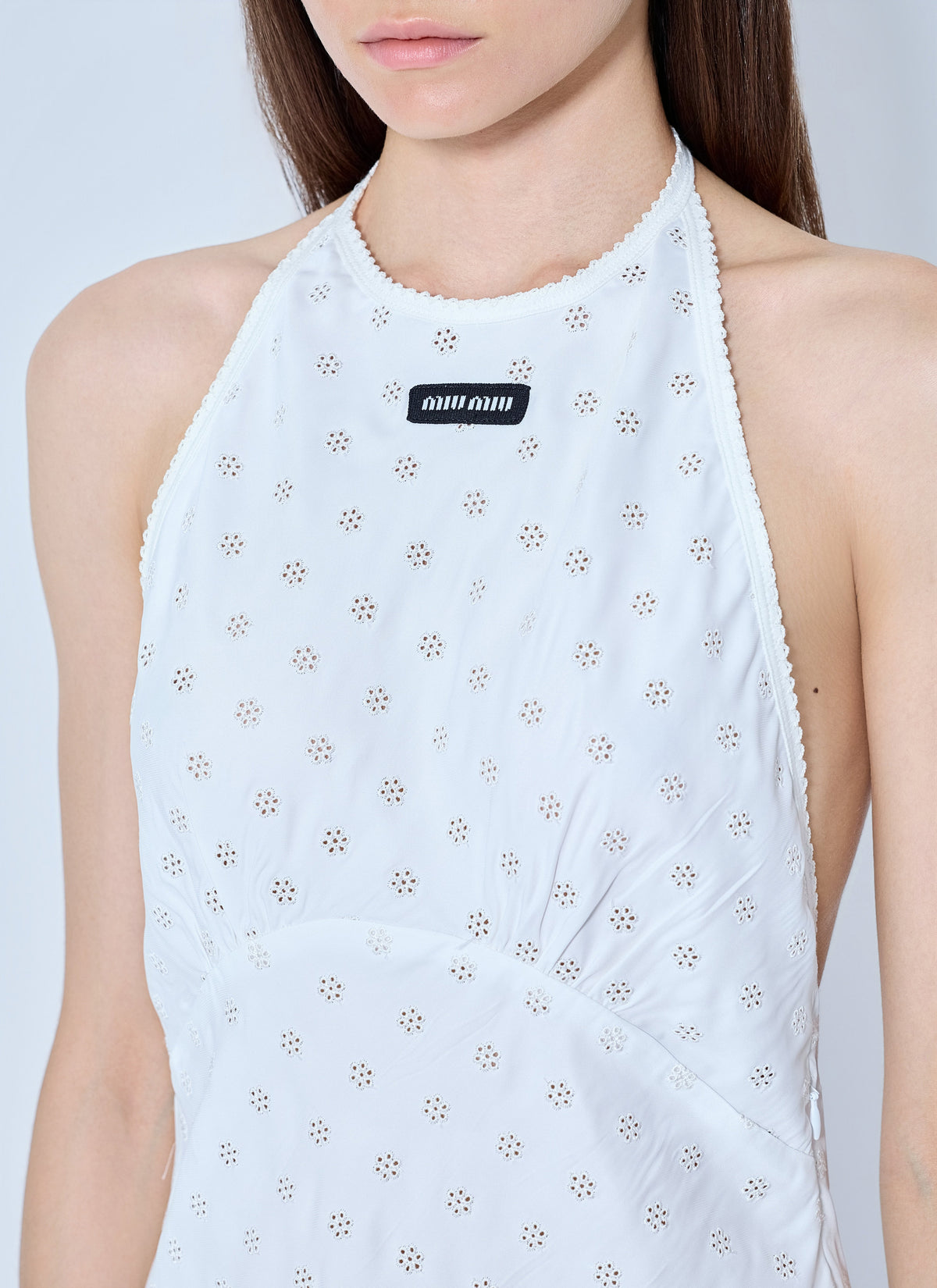Miu Miu Women Cady Eyelet Lace Mini Dress MIU MIU