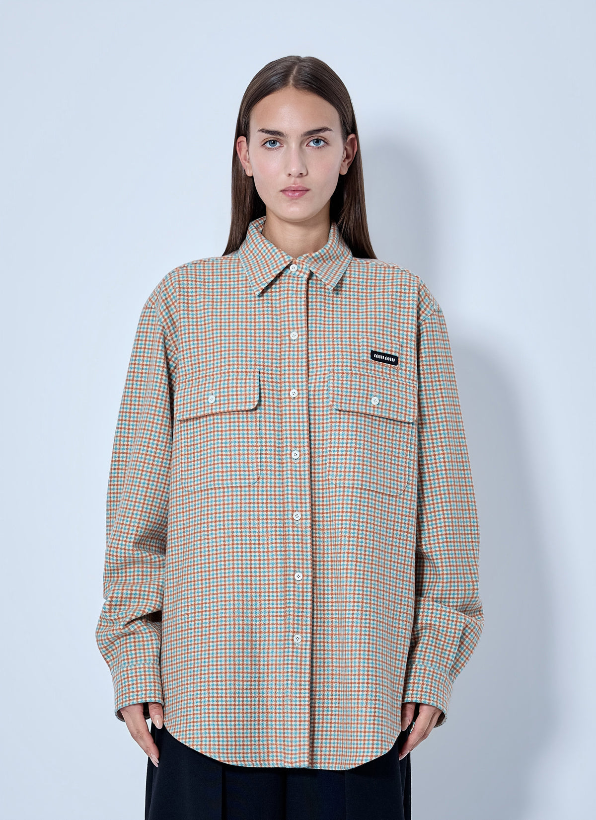 Miu Miu Women Checked Cotton Shirt MIU MIU