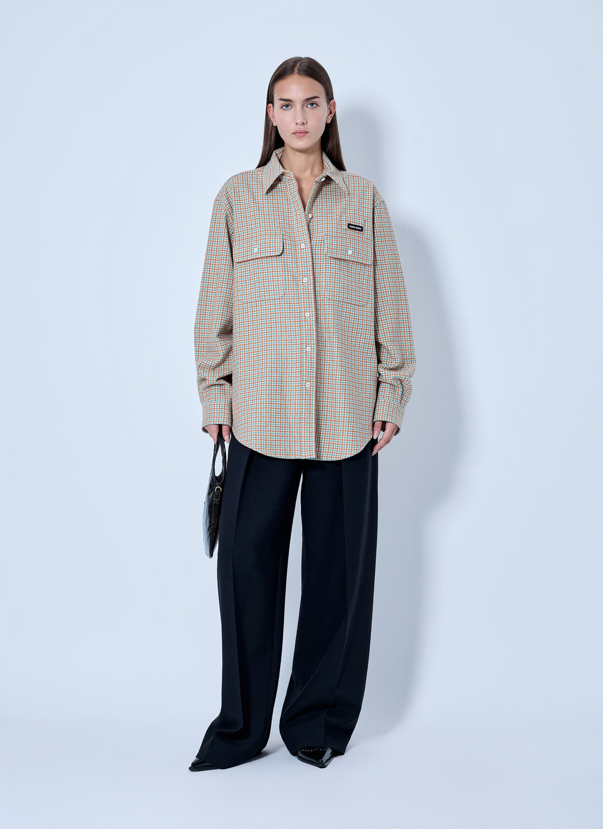 Miu Miu Women Checked Cotton Shirt MIU MIU