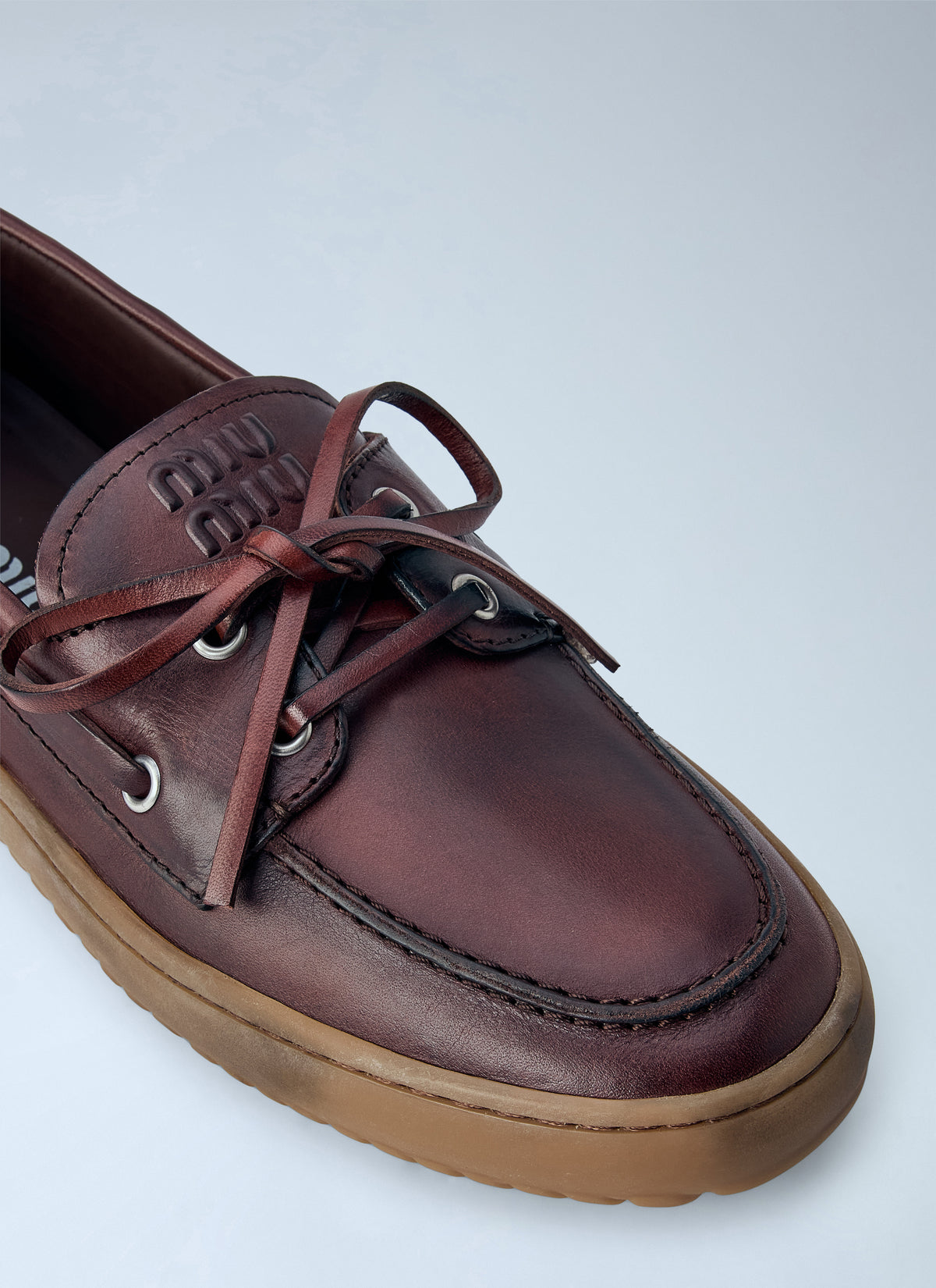 Miu Miu Women Leather Deck Shoes MIU MIU