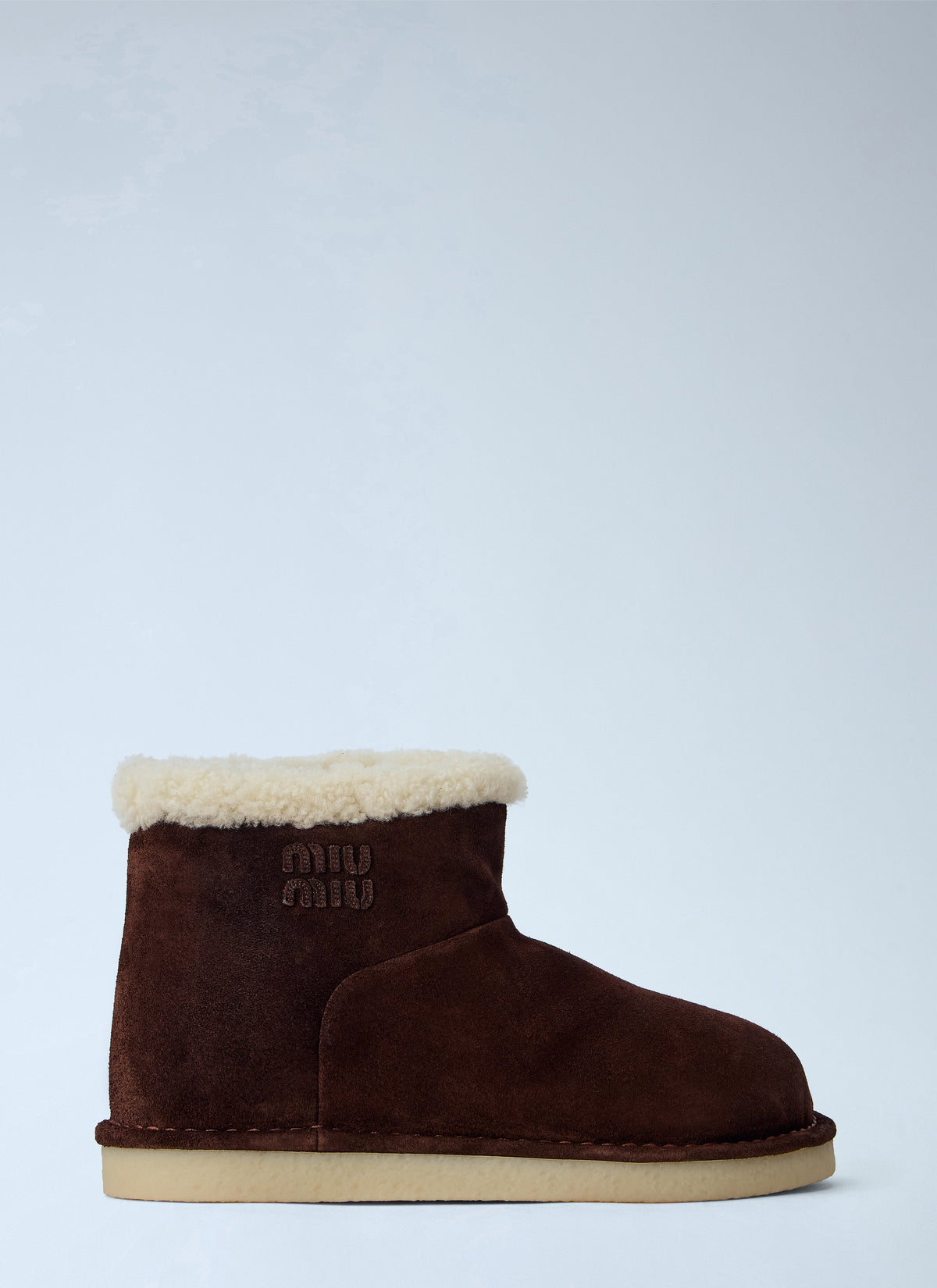 Miu Miu Women Shearling-Lined Suede Ankle Boots MIU MIU