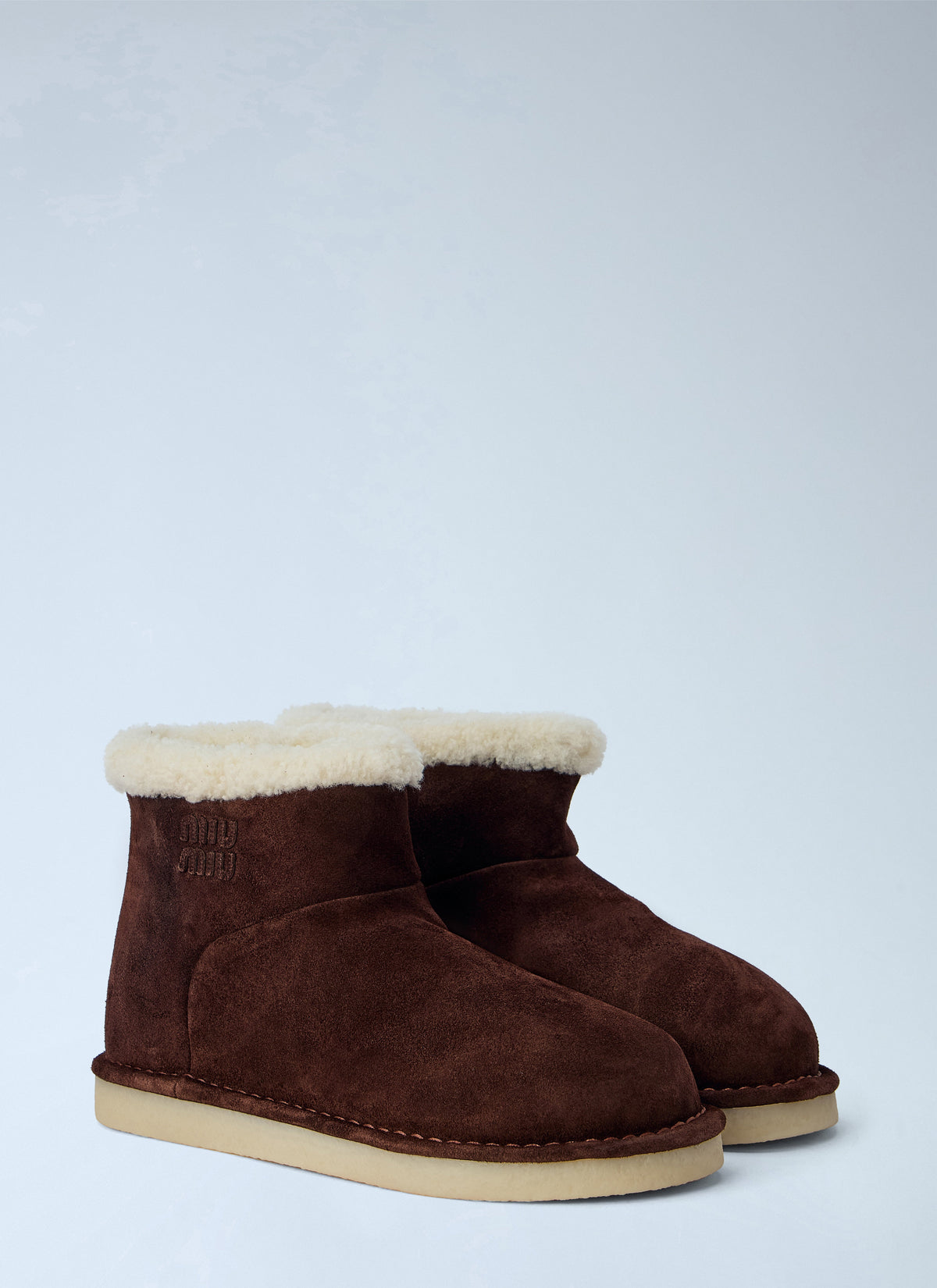 Miu Miu Women Shearling-Lined Suede Ankle Boots MIU MIU