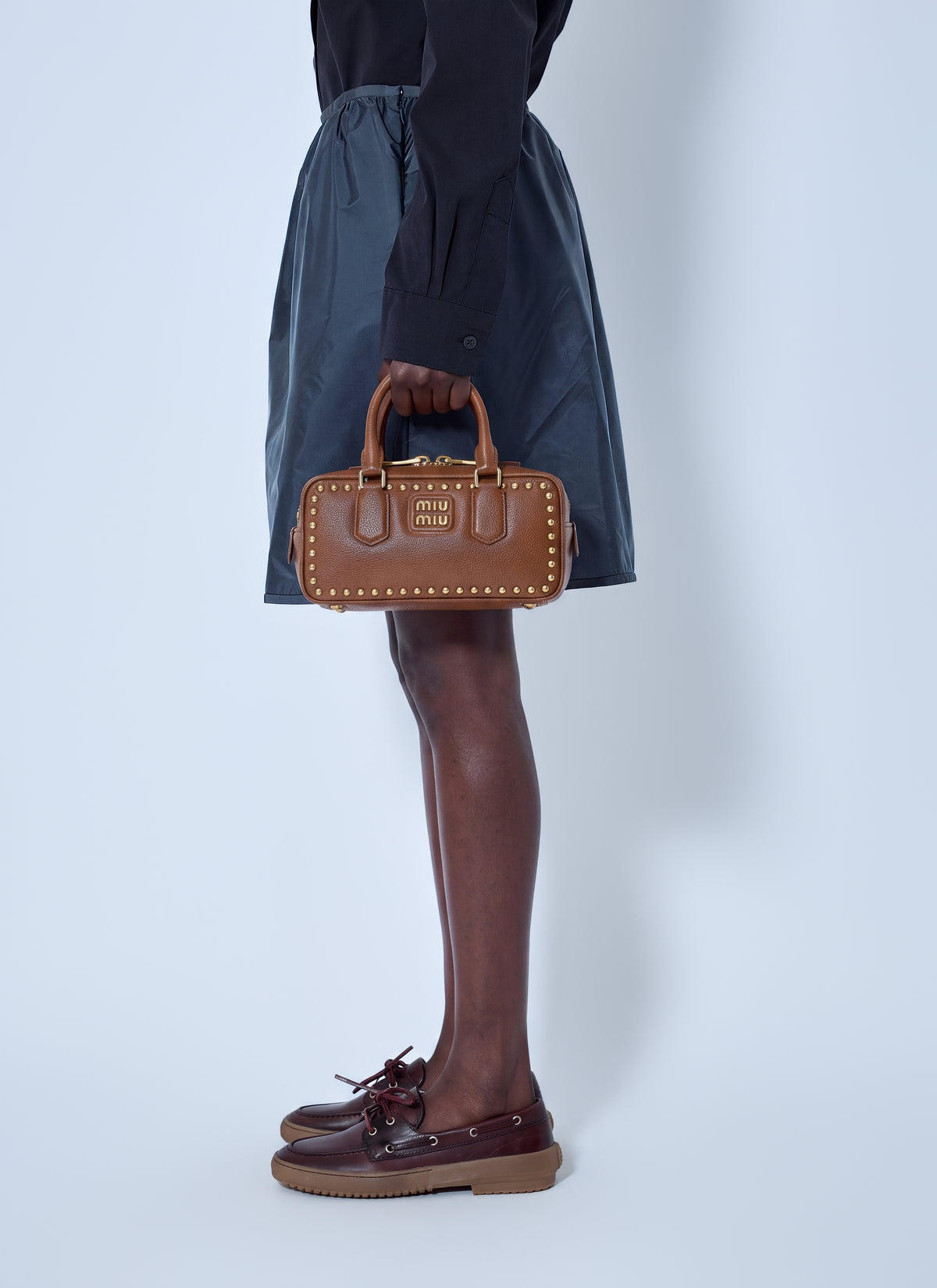 Miu Miu Women Brandy Arcadie Studded Leather Bag MIU MIU